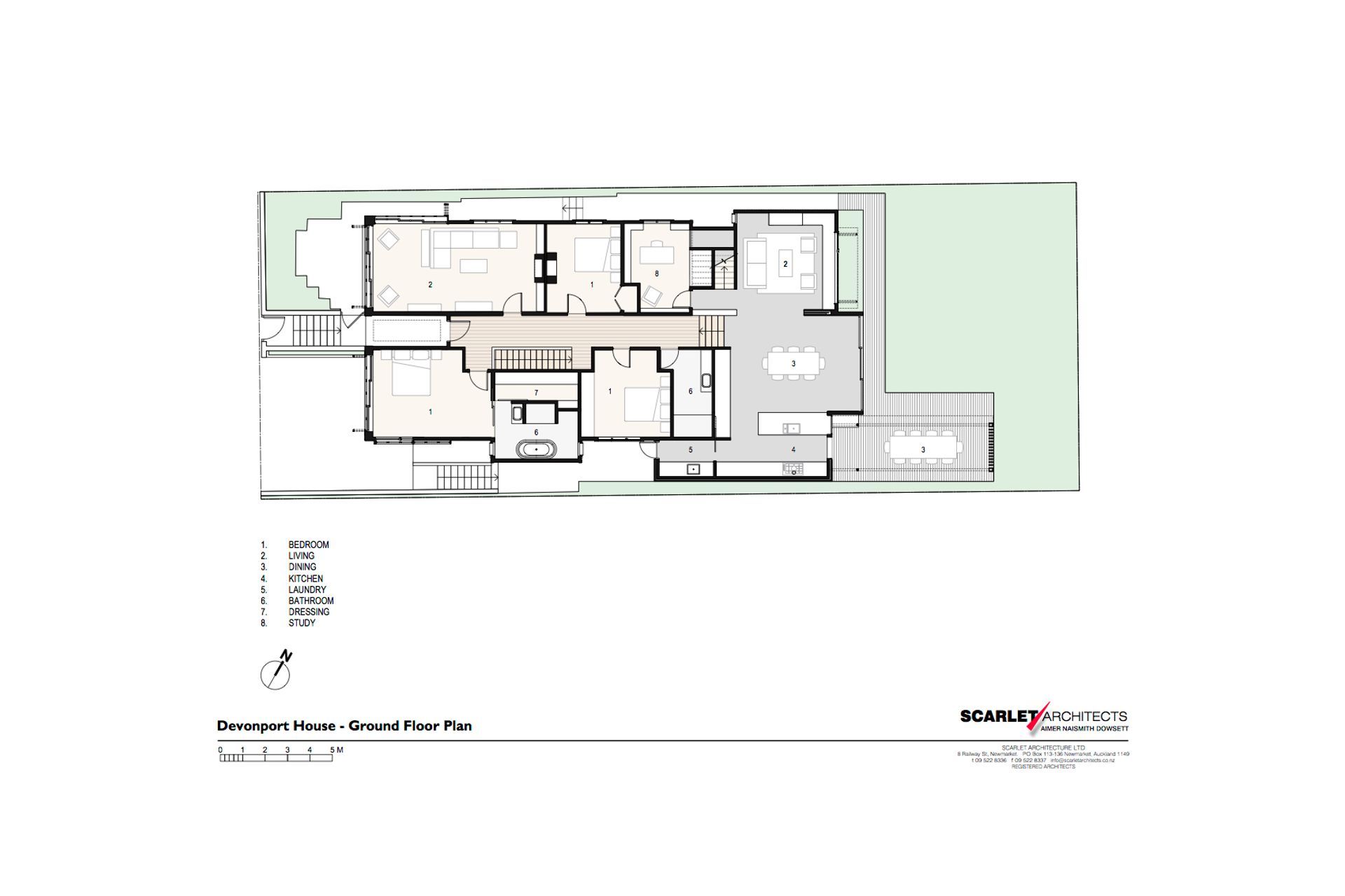 The ground-floor plan of the newly renovated house by Scarlet Architects.