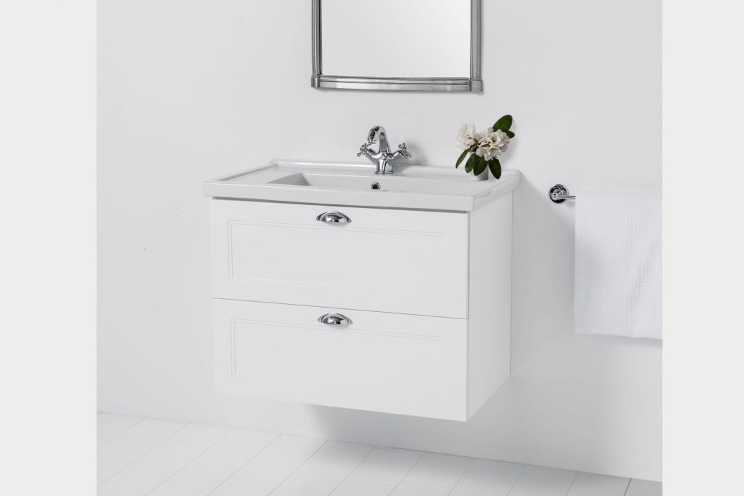 English Classic Wall-Hung Vanity, 2 Drawers
