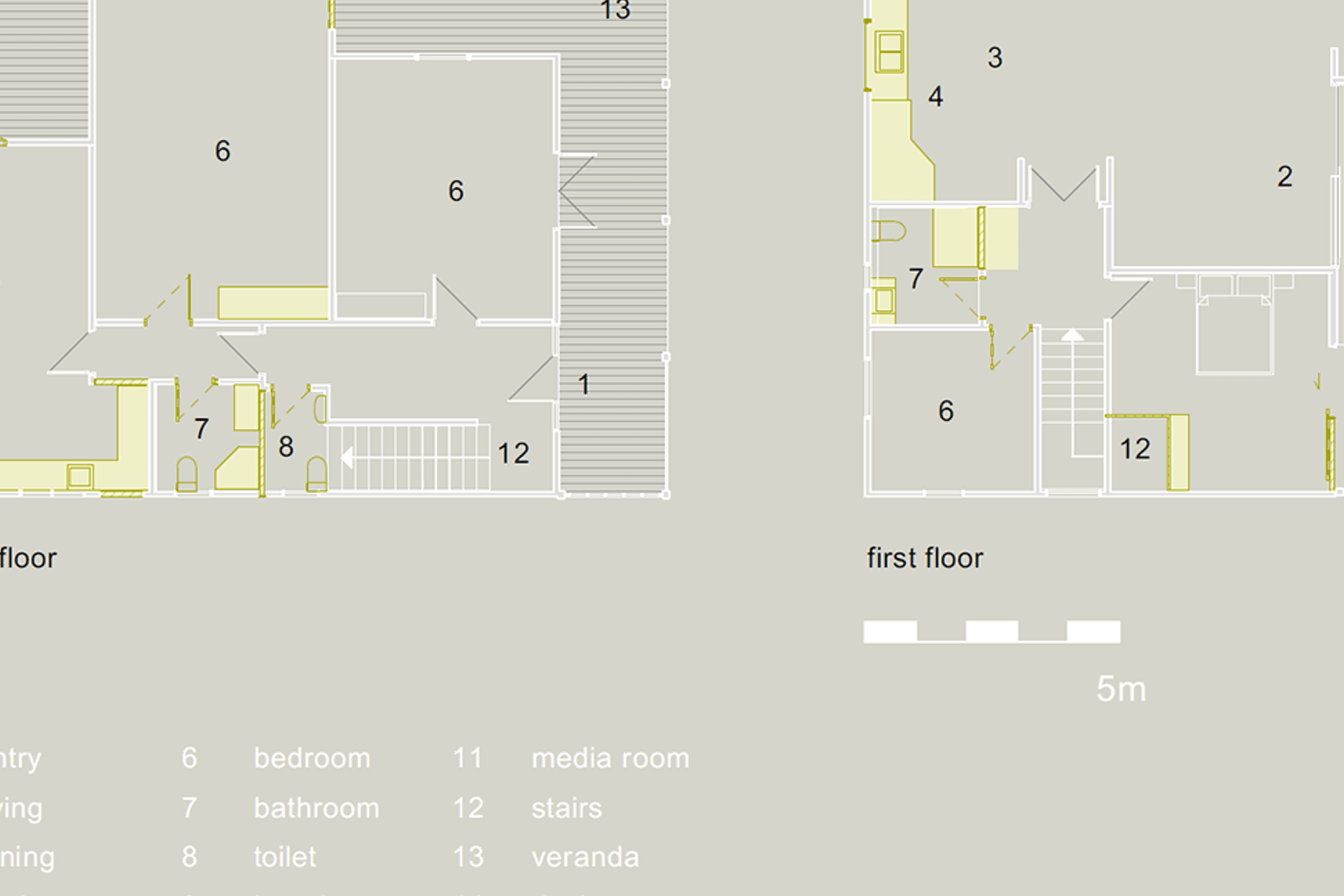 Existing ground and first-floor plans by Linetype Architectural.