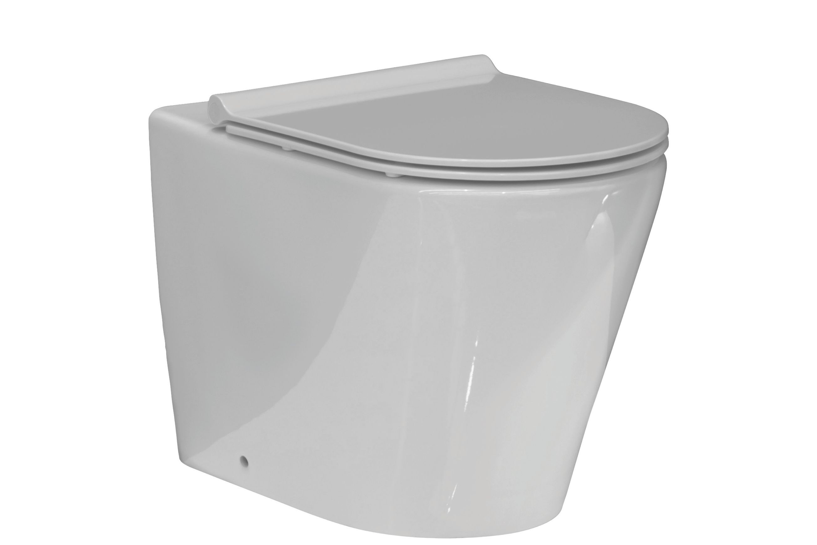 Evo Rimless Floor Mount Toilet Thick Seat