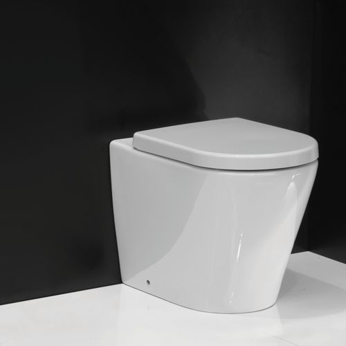 Evo Rimless Floor Mount Toilet Thick Seat