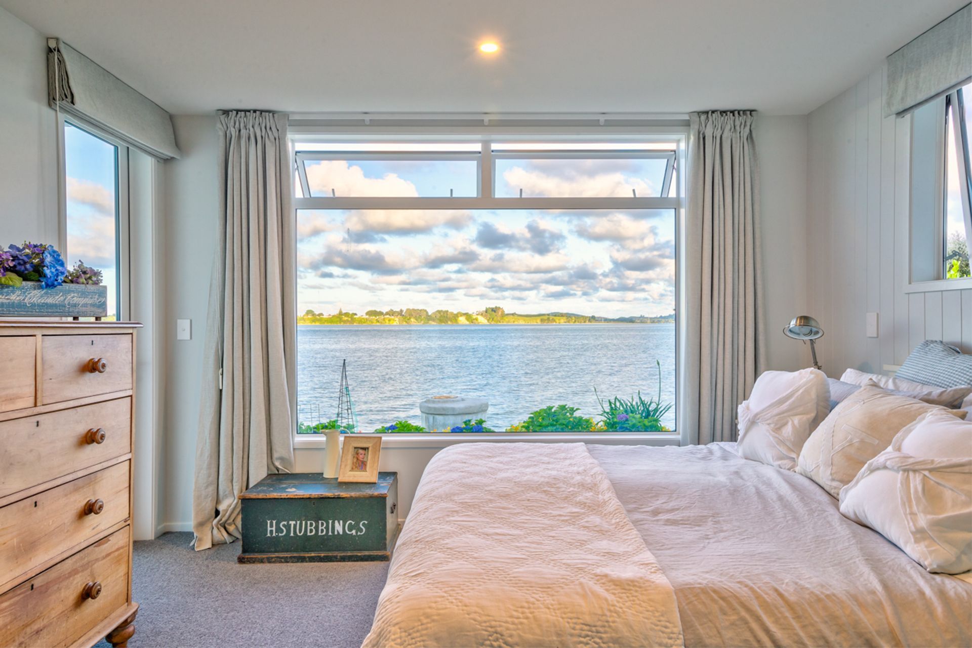 Master suite has incredible harbour views; a space of peace and serenity.