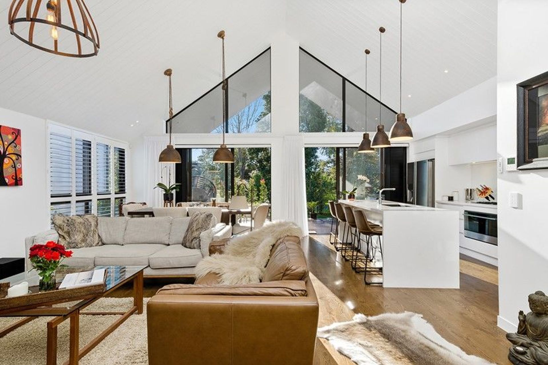 Hobsonville House I - Solid American White Oak Flooring finished w/ Stain in 'Antique Brown' and waterborne polyurethane