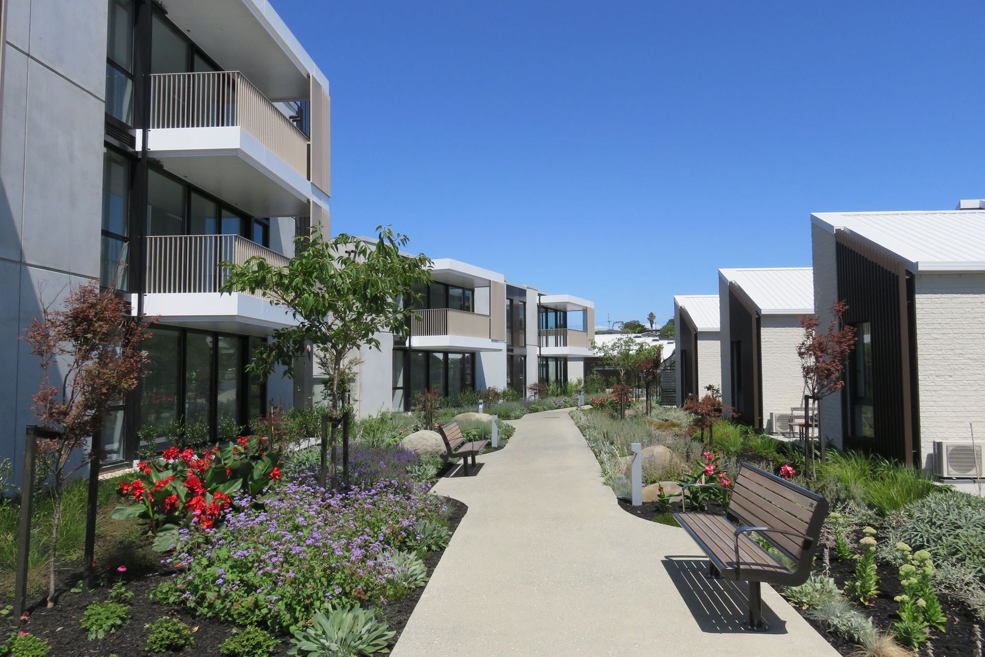 For its latest lifestyle village, Metlifecare wanted a more community based model with outdoor spaces being more communal and where the built environment was better connected to the natural environment.