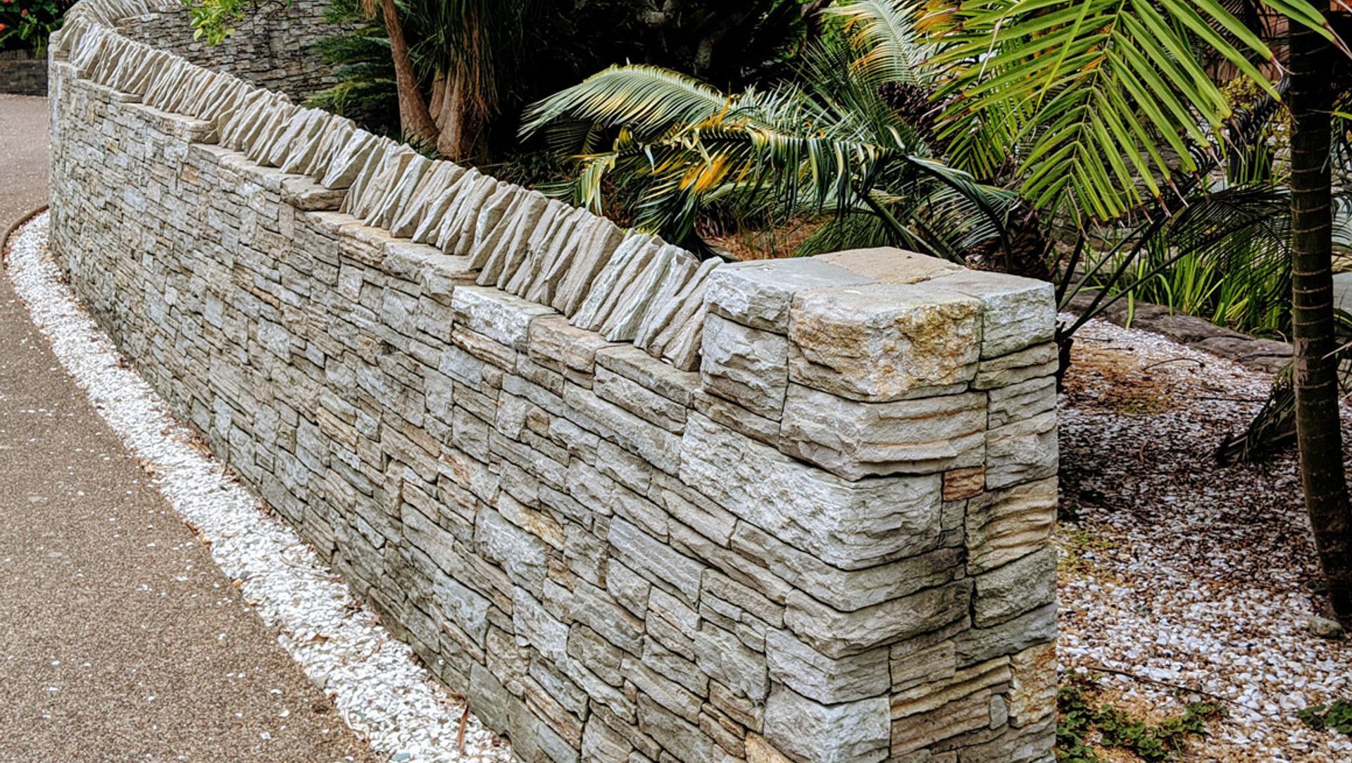 Driveway &amp; enclosed garden curved wal