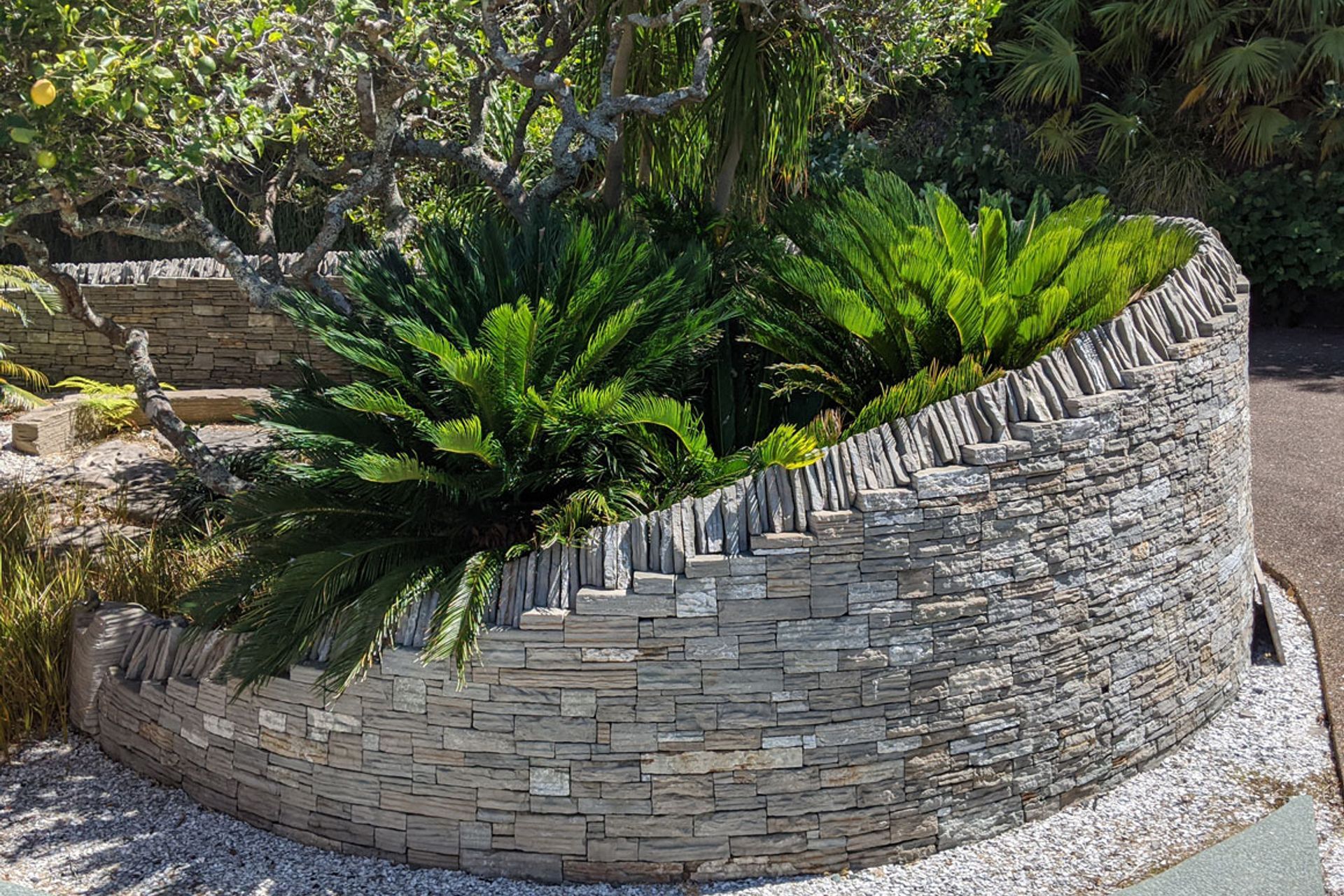 Main entrance feature stone wall