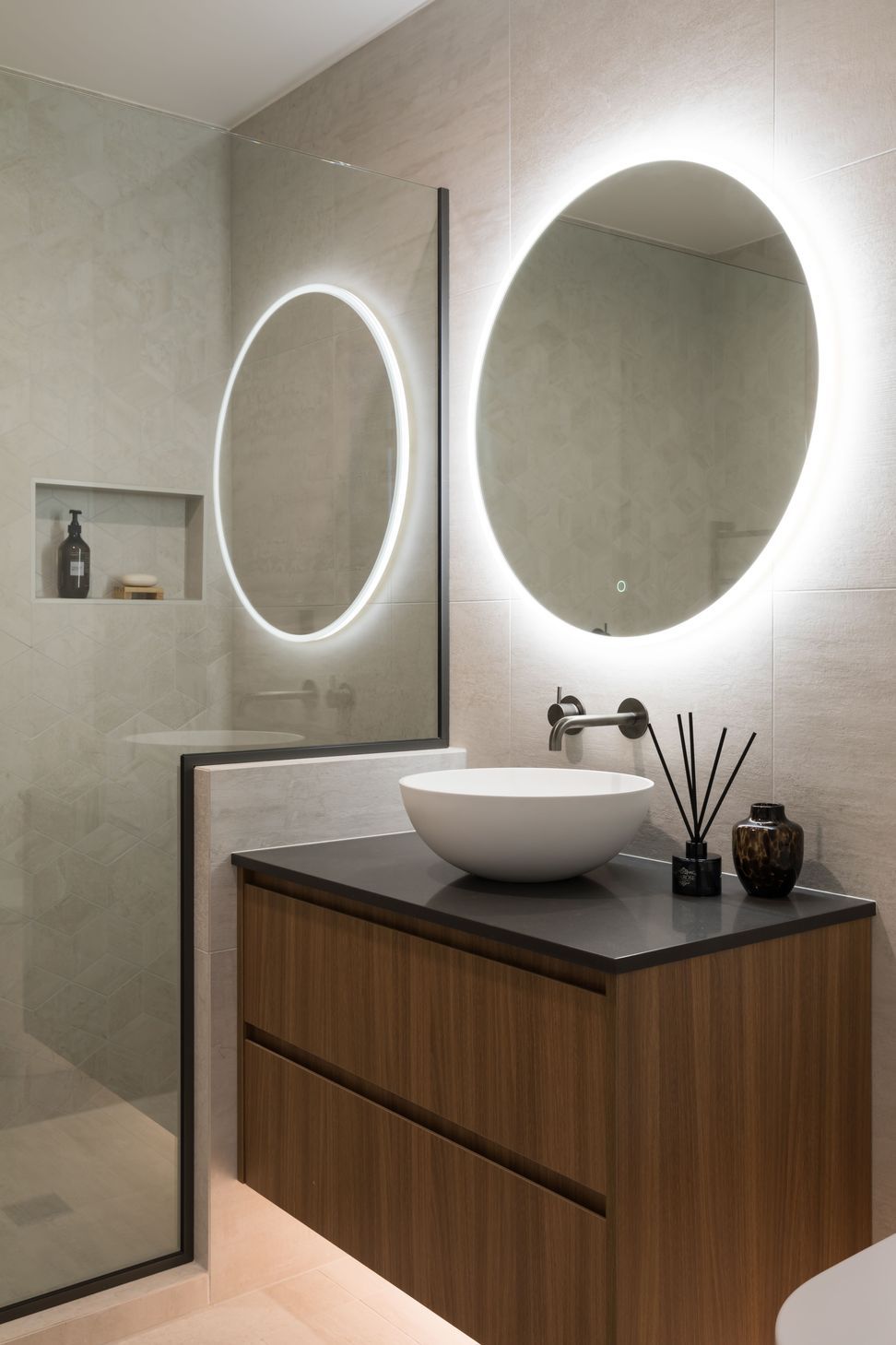 Downstairs Bathroom - custom made timber vanity 