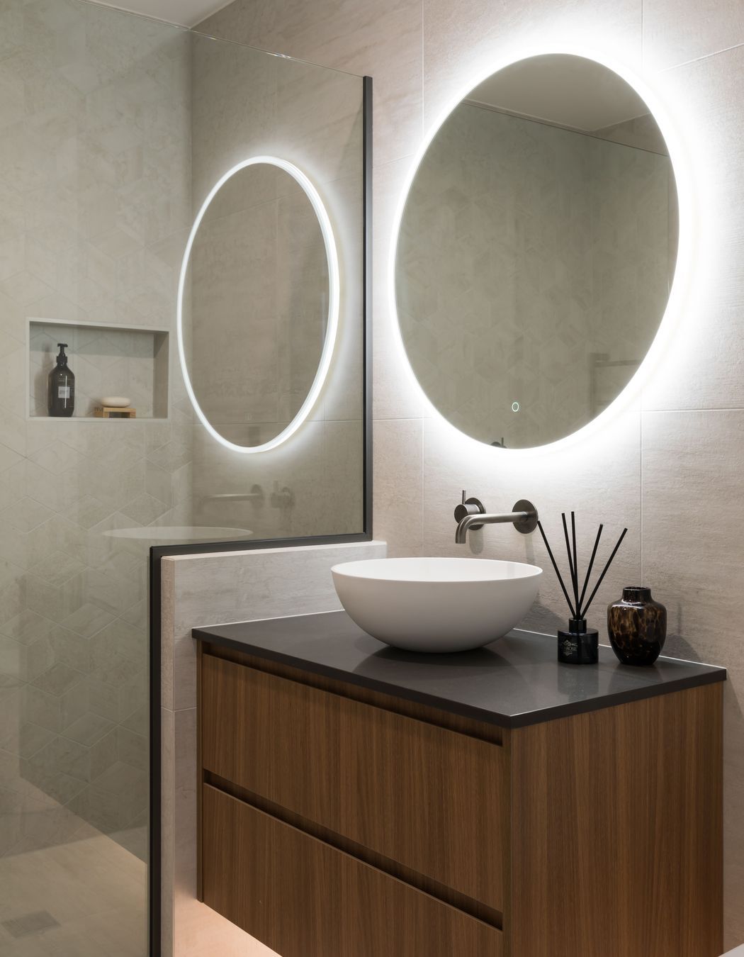Downstairs Bathroom - custom made timber vanity 