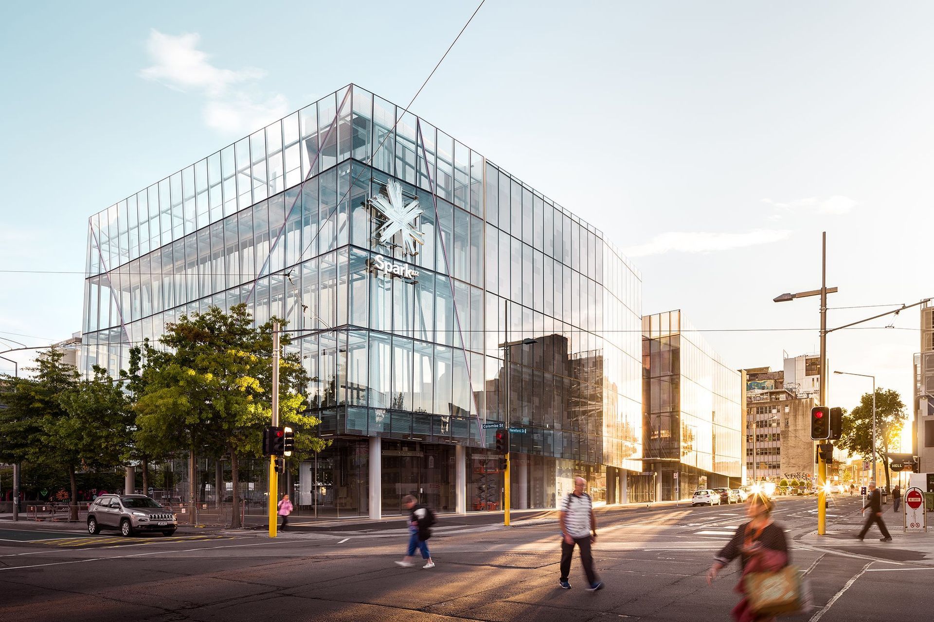 The landmark HQ of Spark NZ is the first new building completed by private developers in Cathedral Square since the earthquakes. All photography by Dennis Radermacher/Lightforge.