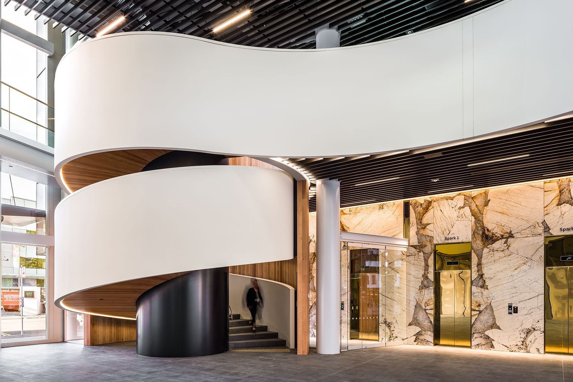 “The ribbon staircase is a thing of beauty as it curves through the space, creating a sculptural effect" – Jasper van der Lingen, Sheppard &amp; Rout Architects.