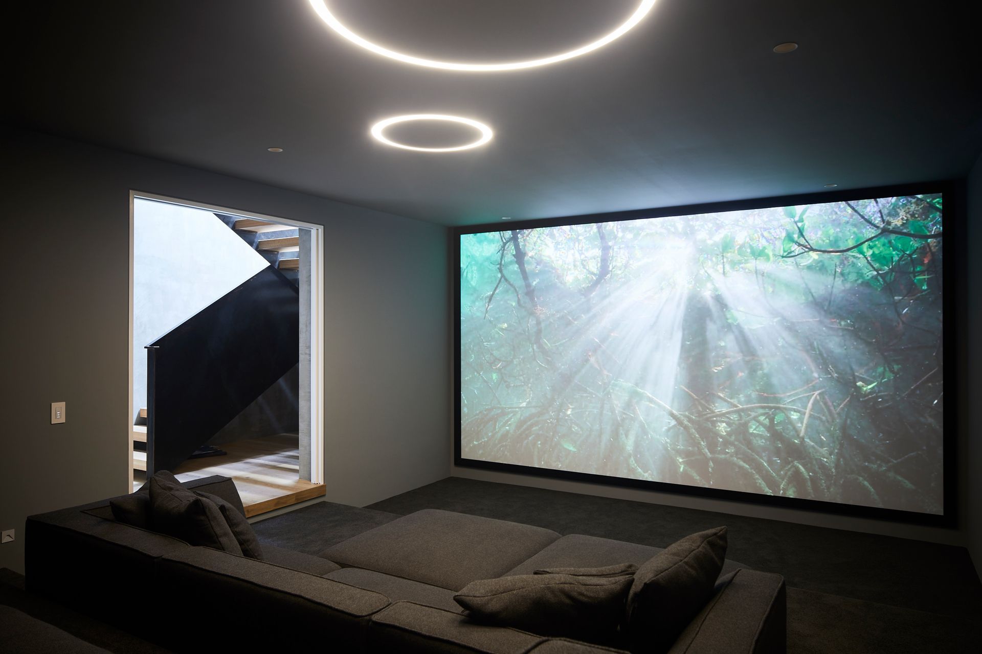 The media room offers a place to retreat to from the heat and strong summer sun and a cosy snug during the colder winter months.