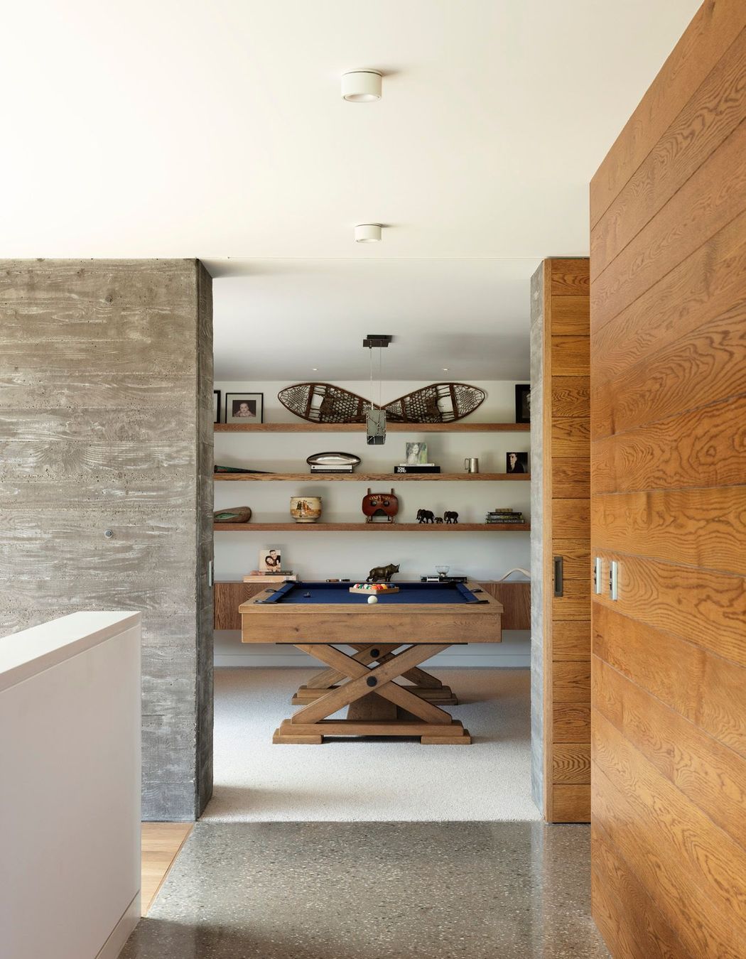 Top of the staircase leading into the media room.