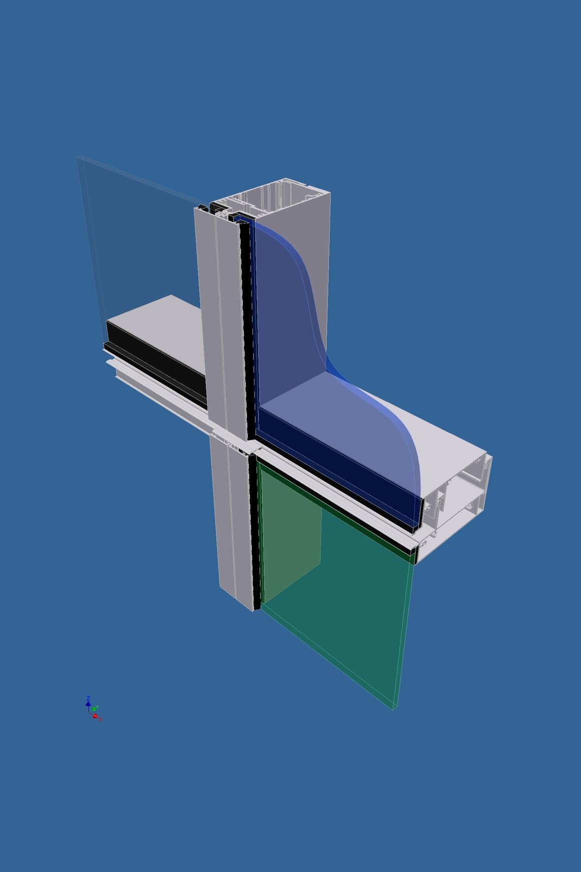 PW800 2 Sided flush glazed horizontally
