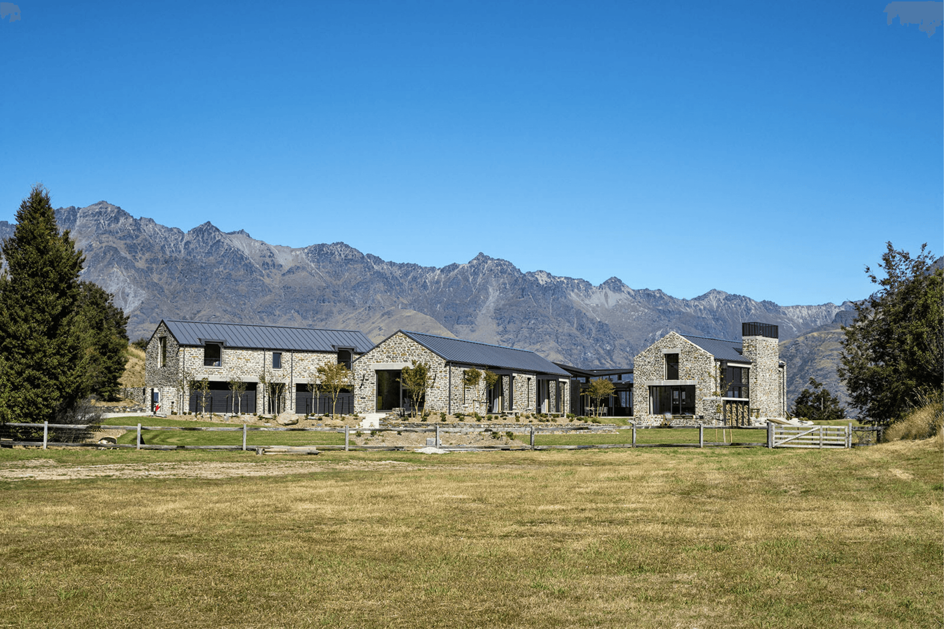 The cluster of schist gable-form buildings provided a strong materiality from which to inspire the interior.