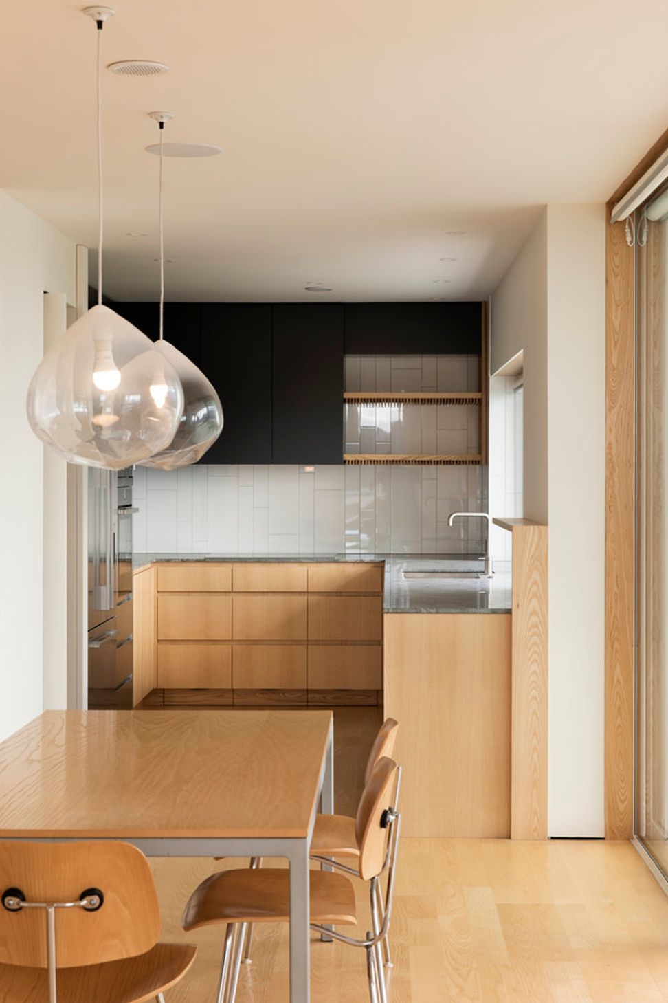 The kitchen in the downstairs apartment.