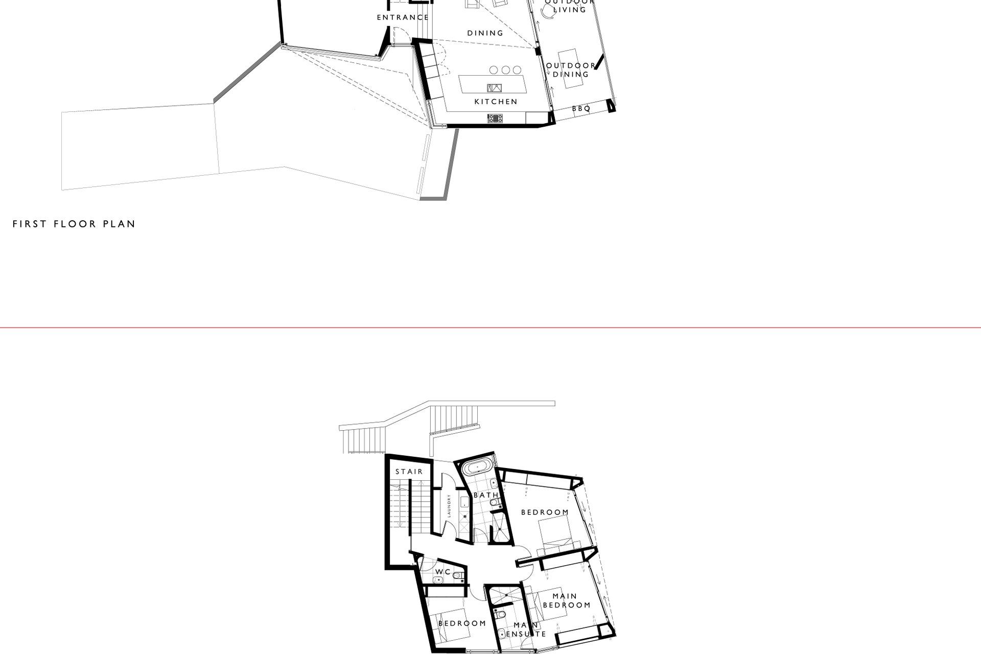 Sandy Bay House floor plans.