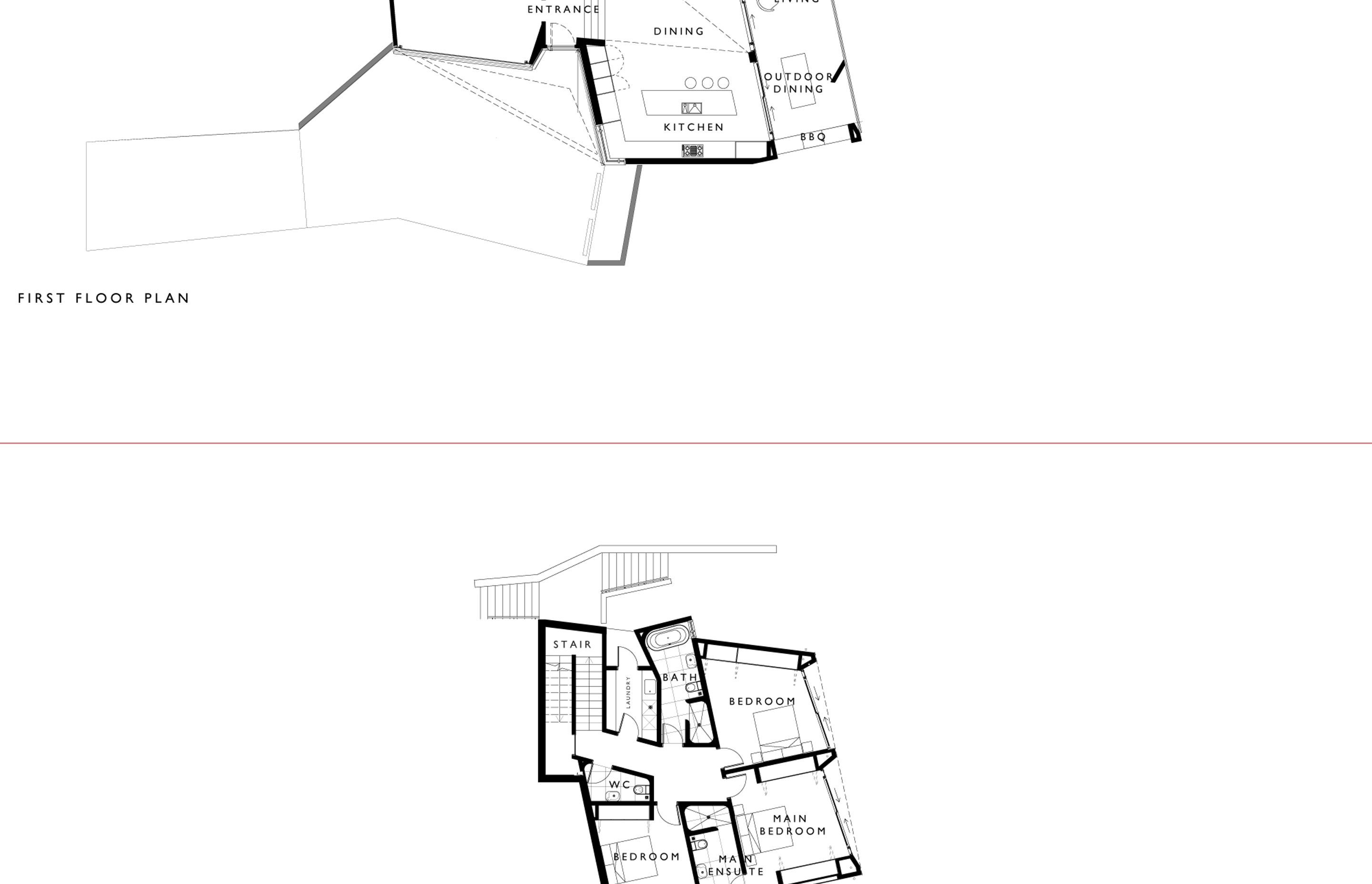 Sandy Bay House floor plans.