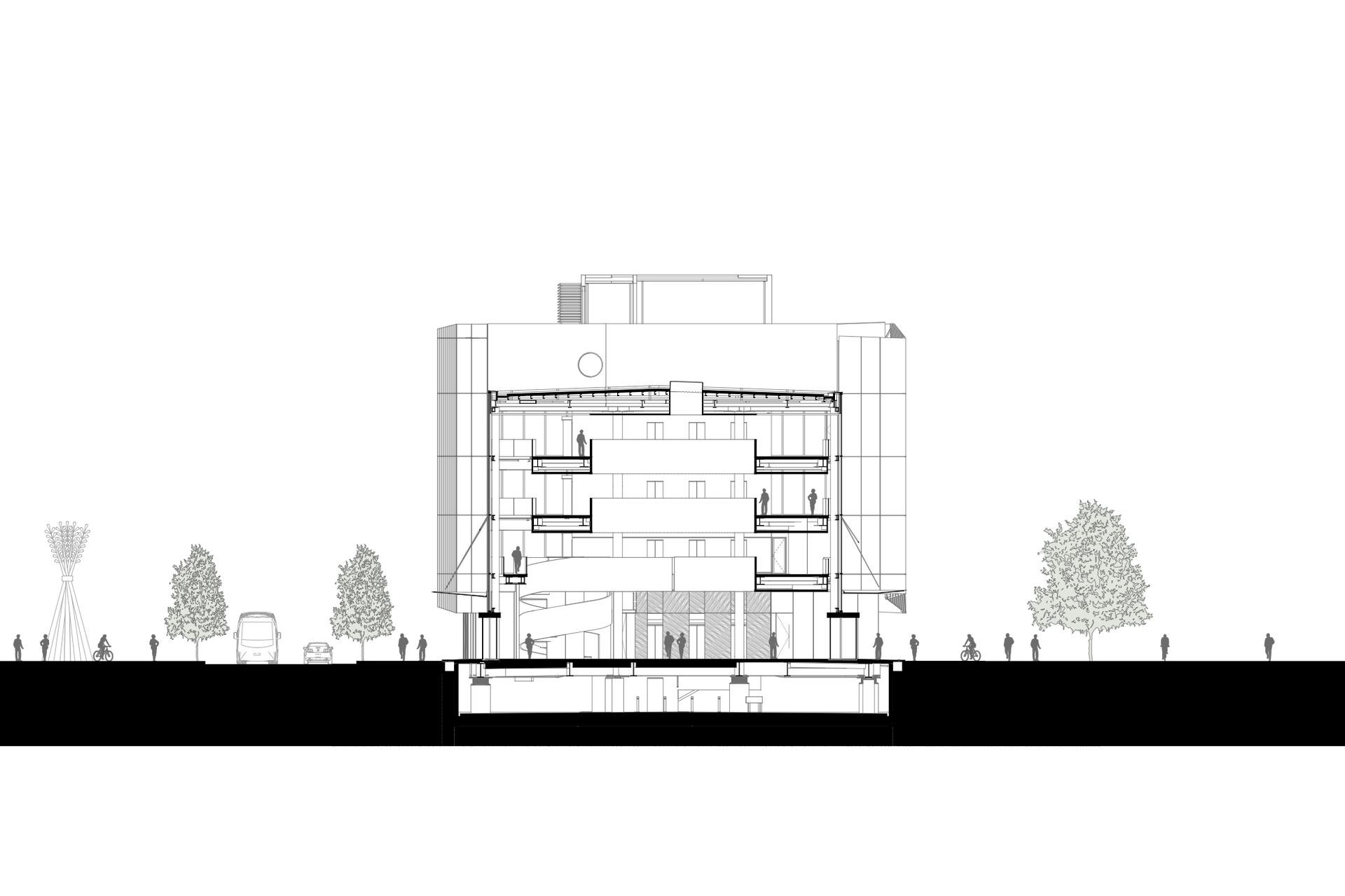 2 Cathedral Square, Christchurch – cross section B by Sheppard &amp; Rout Architects.