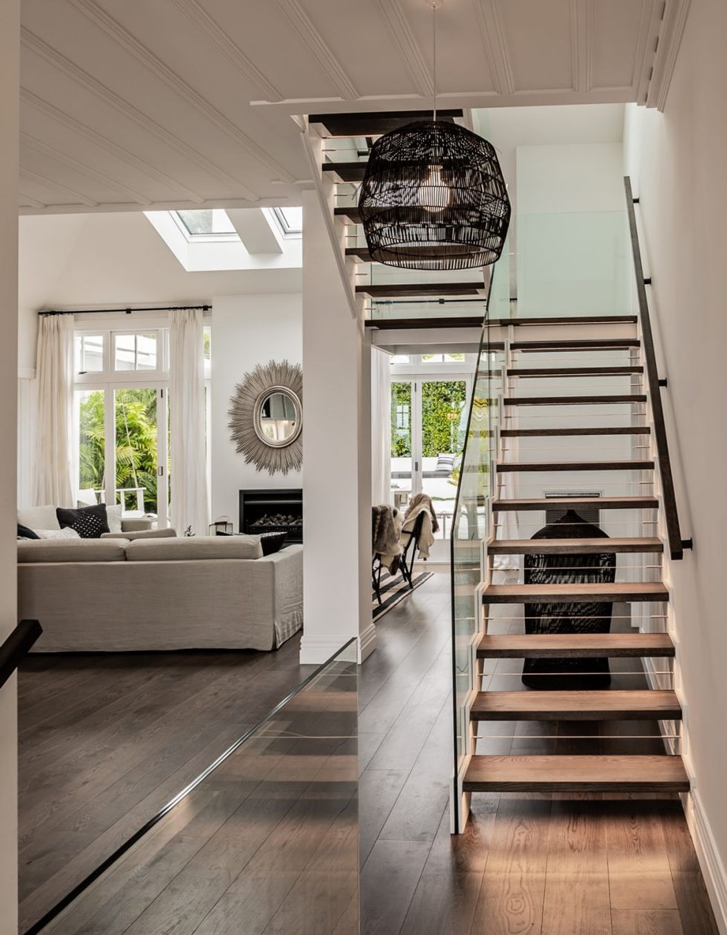 Looking up the new staircase to the attic.