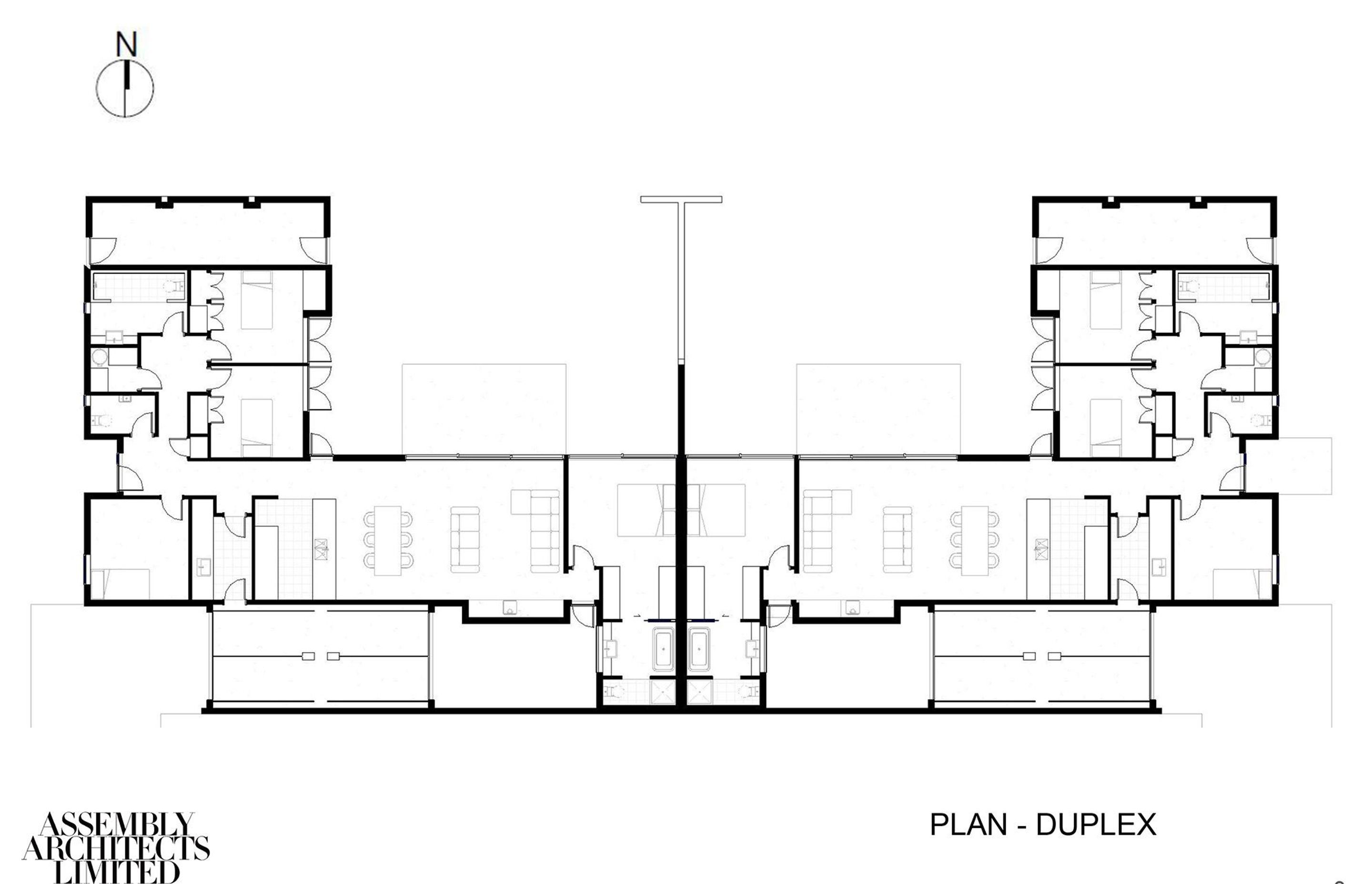 A plan of a typical duplex dwelling, by Assembly Architects.