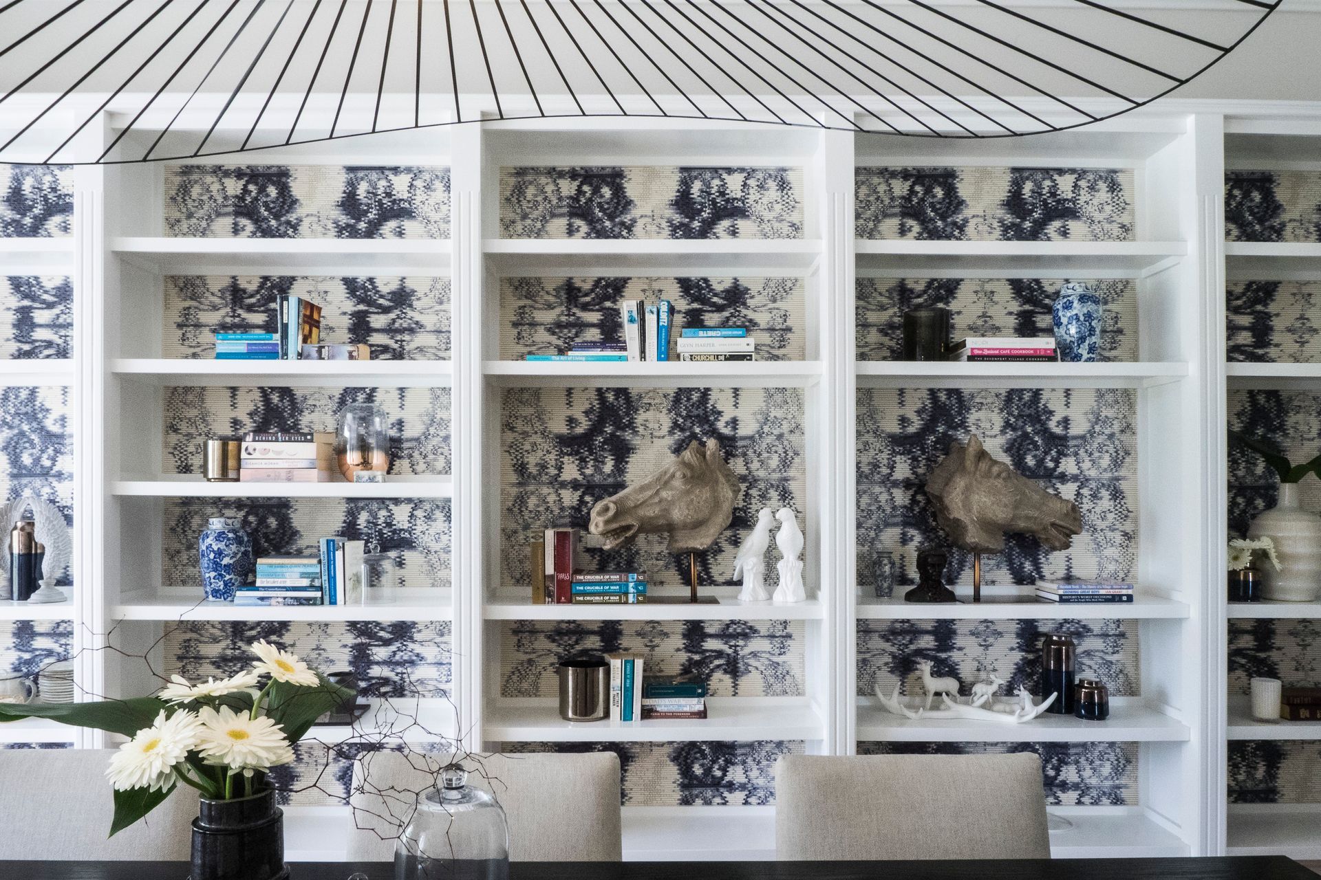 Dining Room with feature dispay wall.