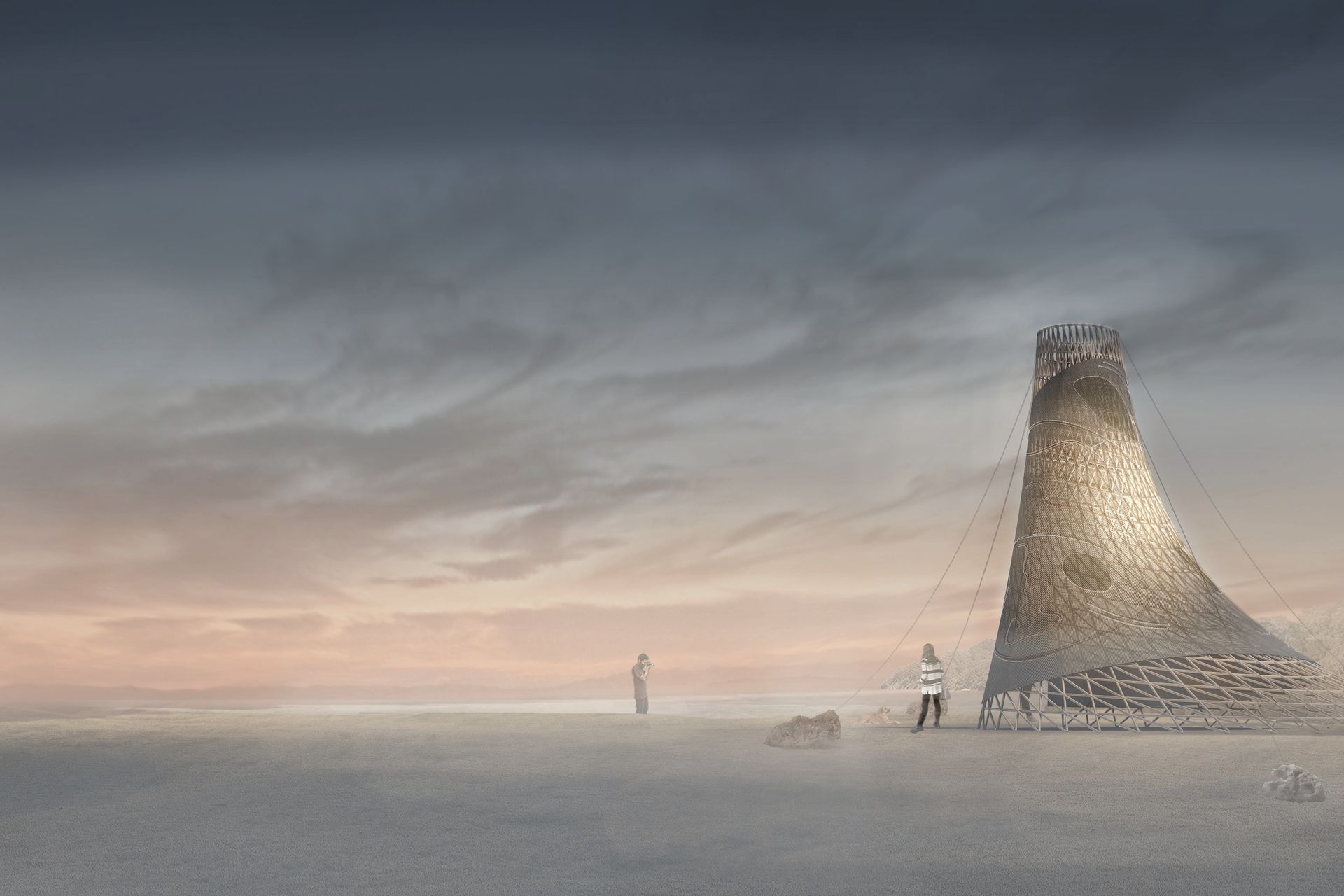 Tall Hut at Dusk looking towards the foreshore at Matiatia 