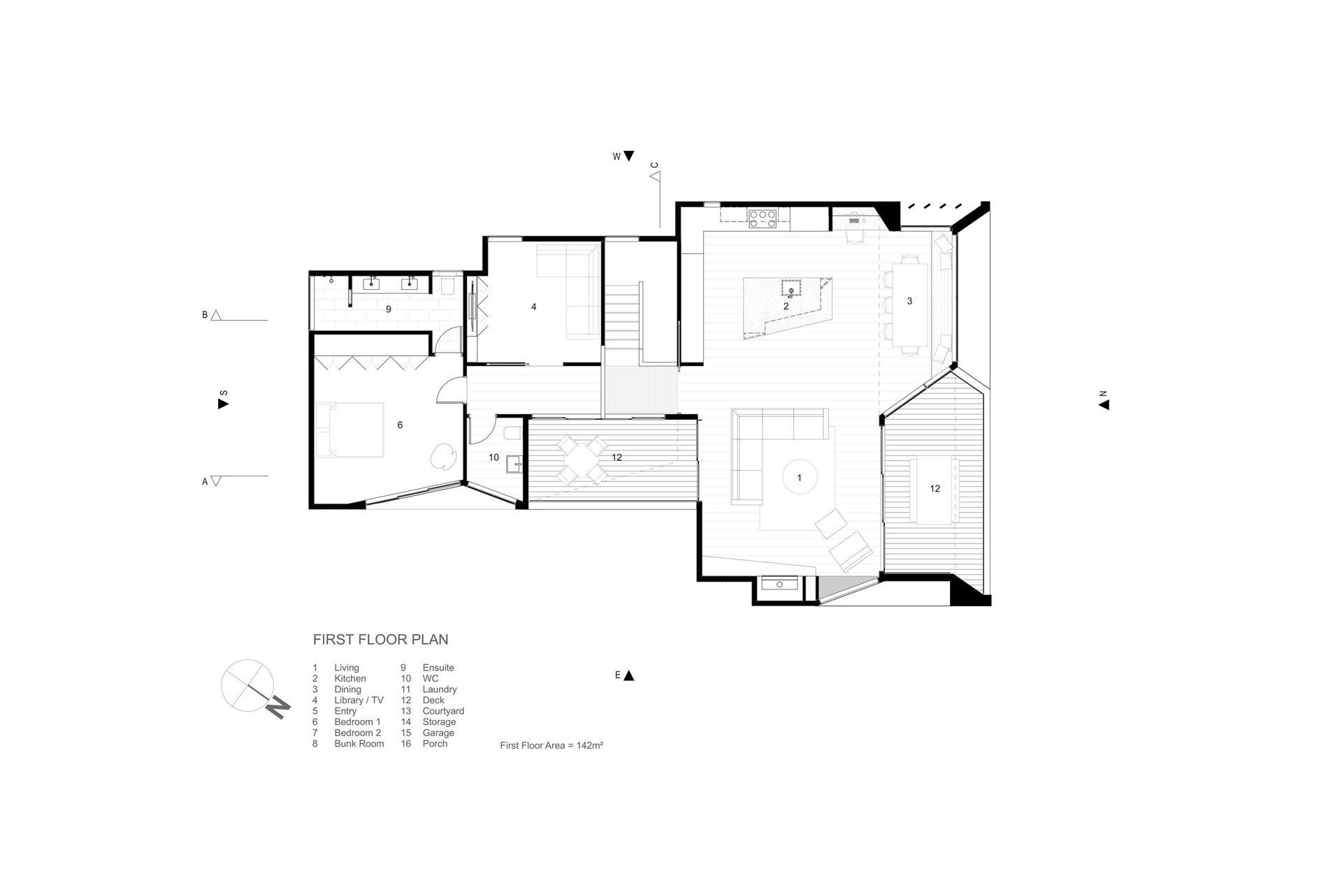 The first-floor plan by Julian Guthrie Architecture.