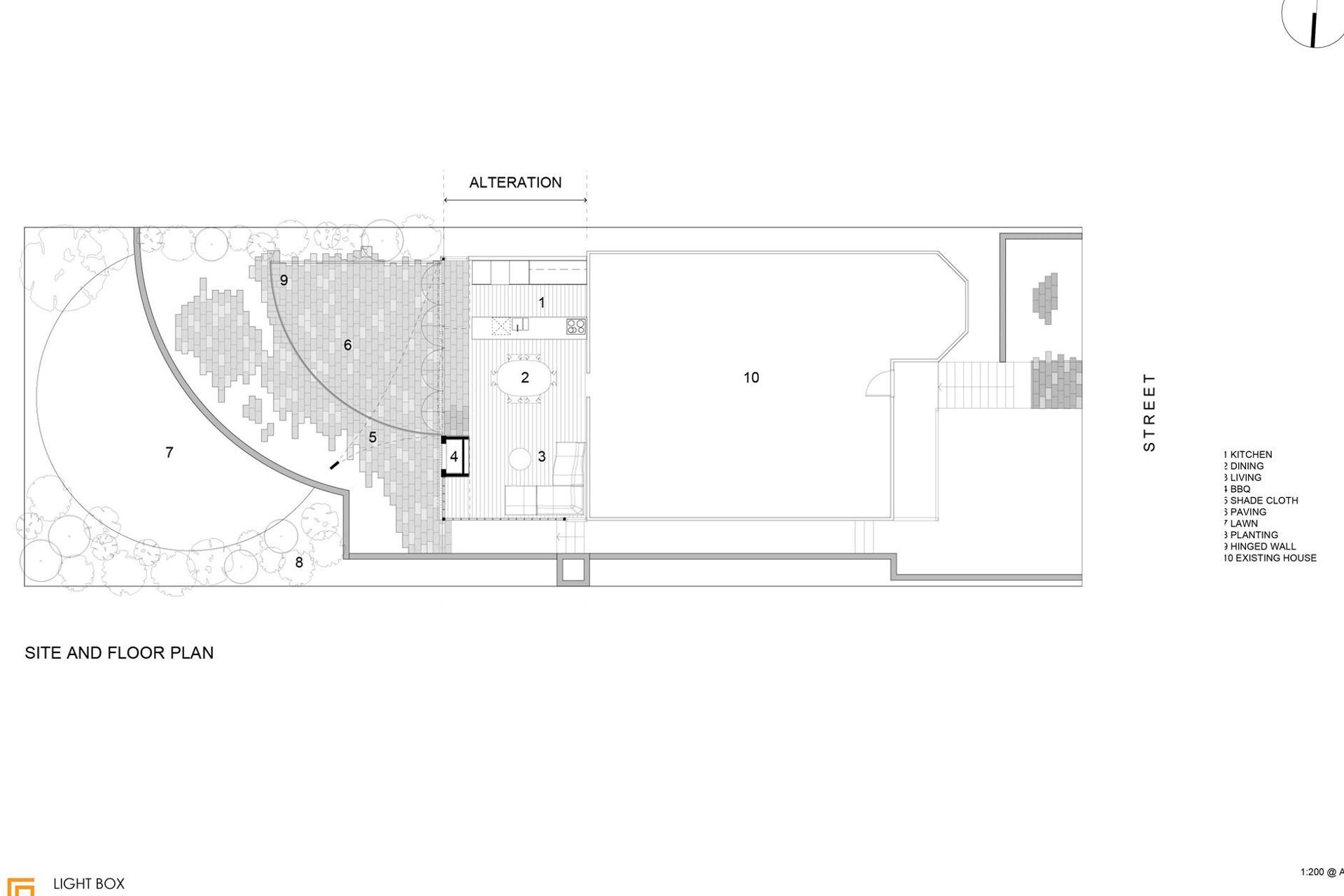 The site and floor plan of the original dwelling showing the recent Lightbox addition.