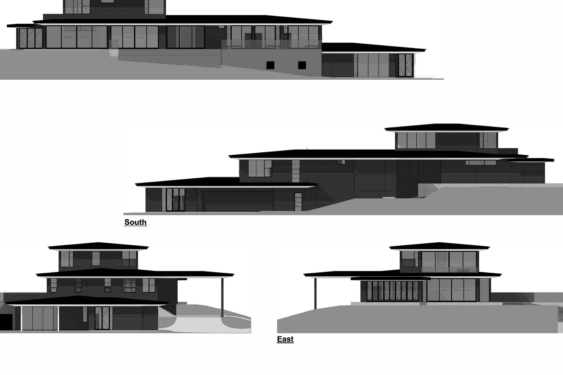 Three Kings House elevations by Arcline Architecture. 