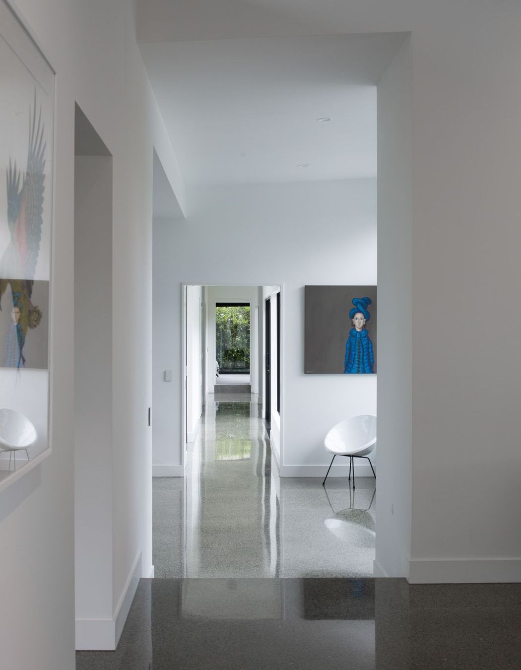 Looking down the east-west axis of the house from the entry.