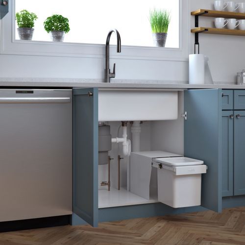 Compact Bin Storage - 1 x 15 Litre Bucket Floor Mounted - Handle Pull