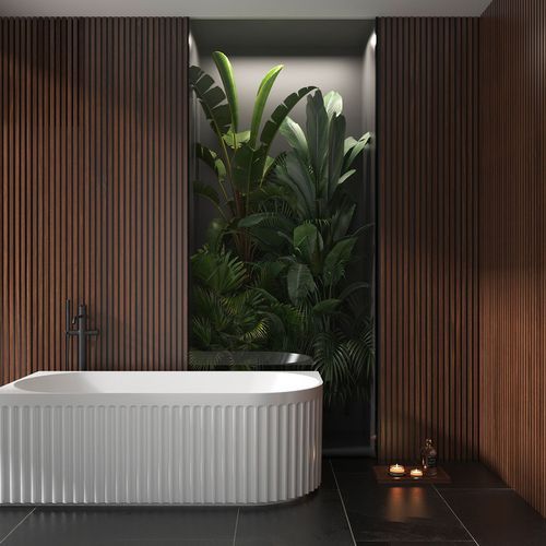 Left Corner Fluted Bathtub 1500mm