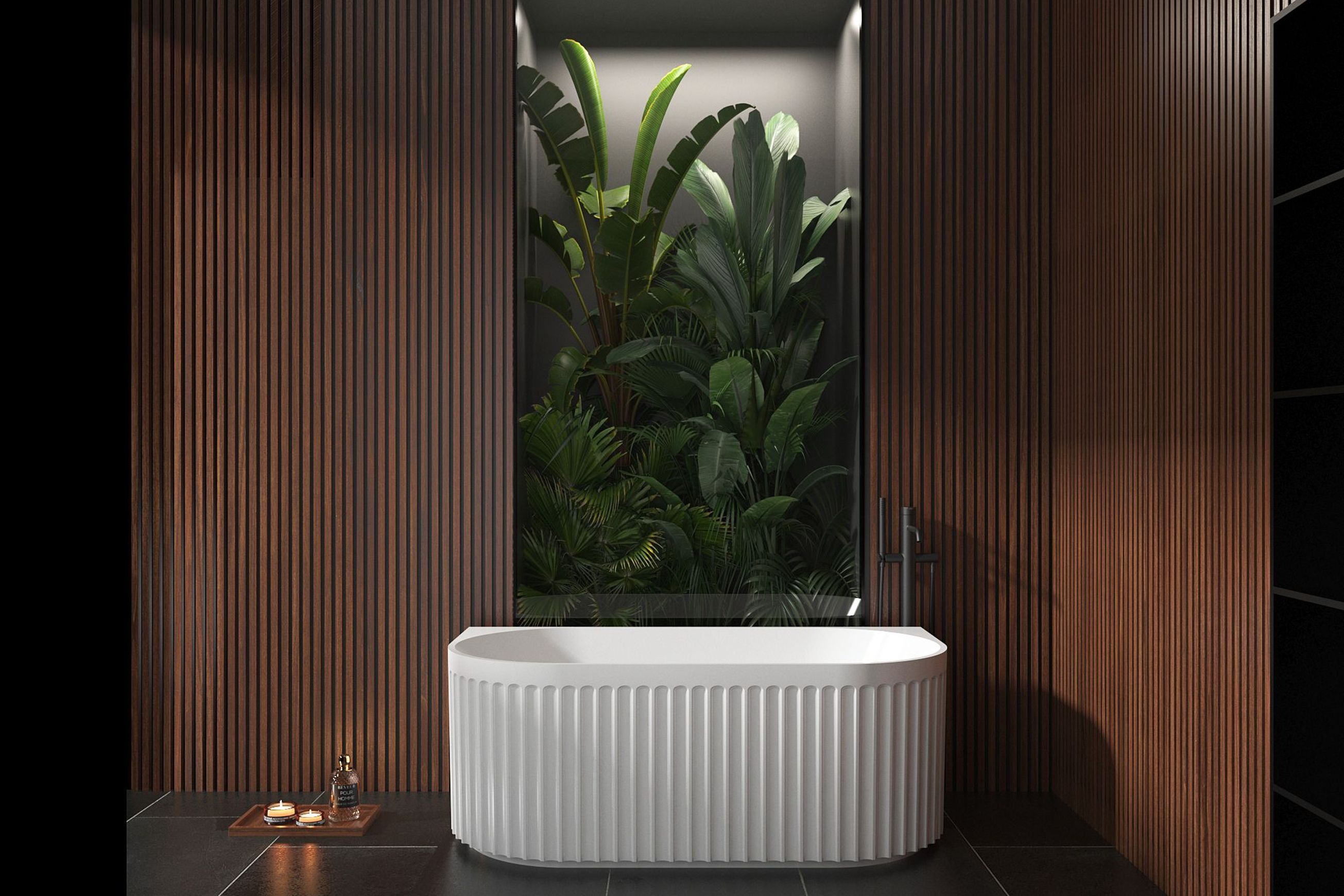 Back Mounted Fluted Bathtub 1500mm
