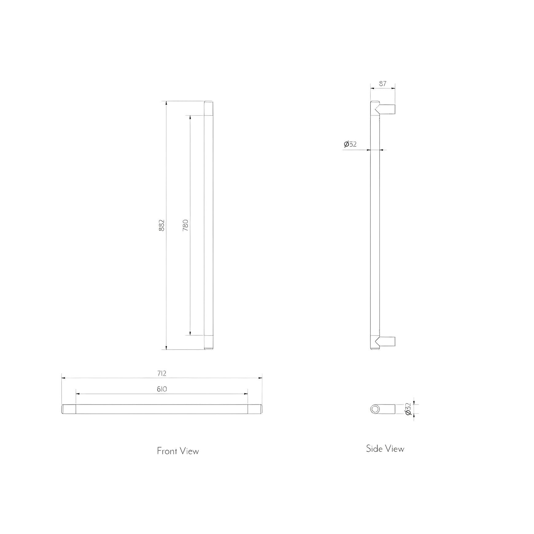 (D)Aliro Accessible Shower Grab Rail Set - Brushed Gunmetal