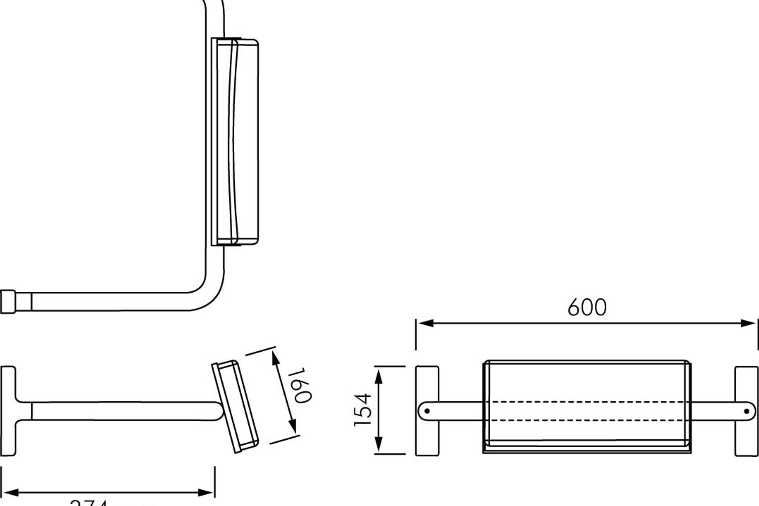 Ezy Padded Back Rest with Straight Arm dimensions