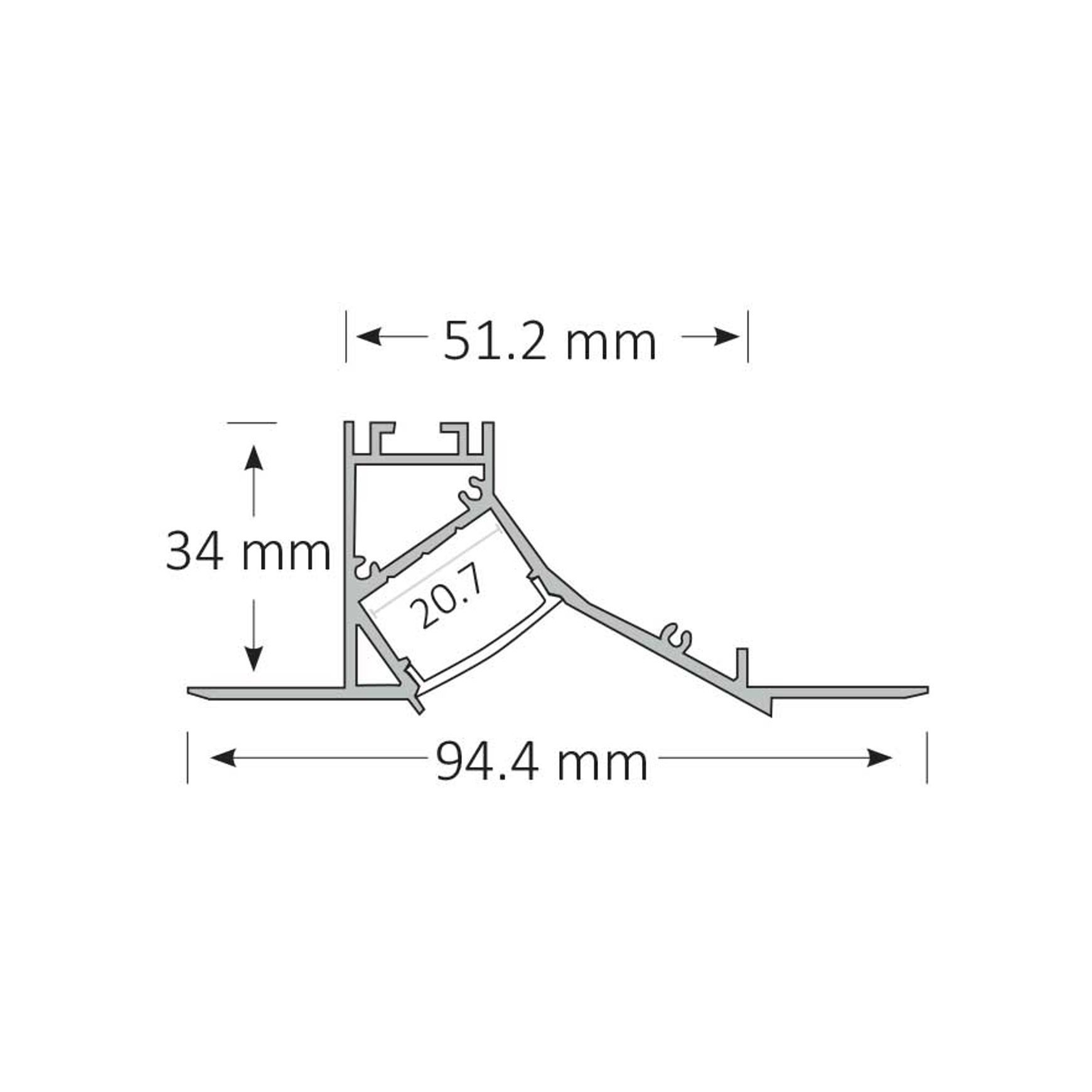 TL015 Wall Washer LED Profile Trimless for Cove Lightin dimensions