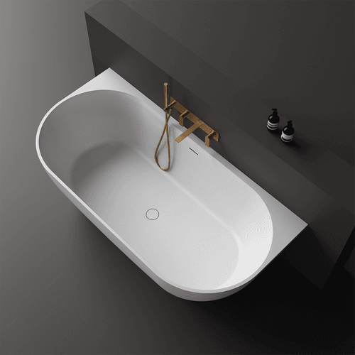 Justina 1700mm back-to-wall stone bath