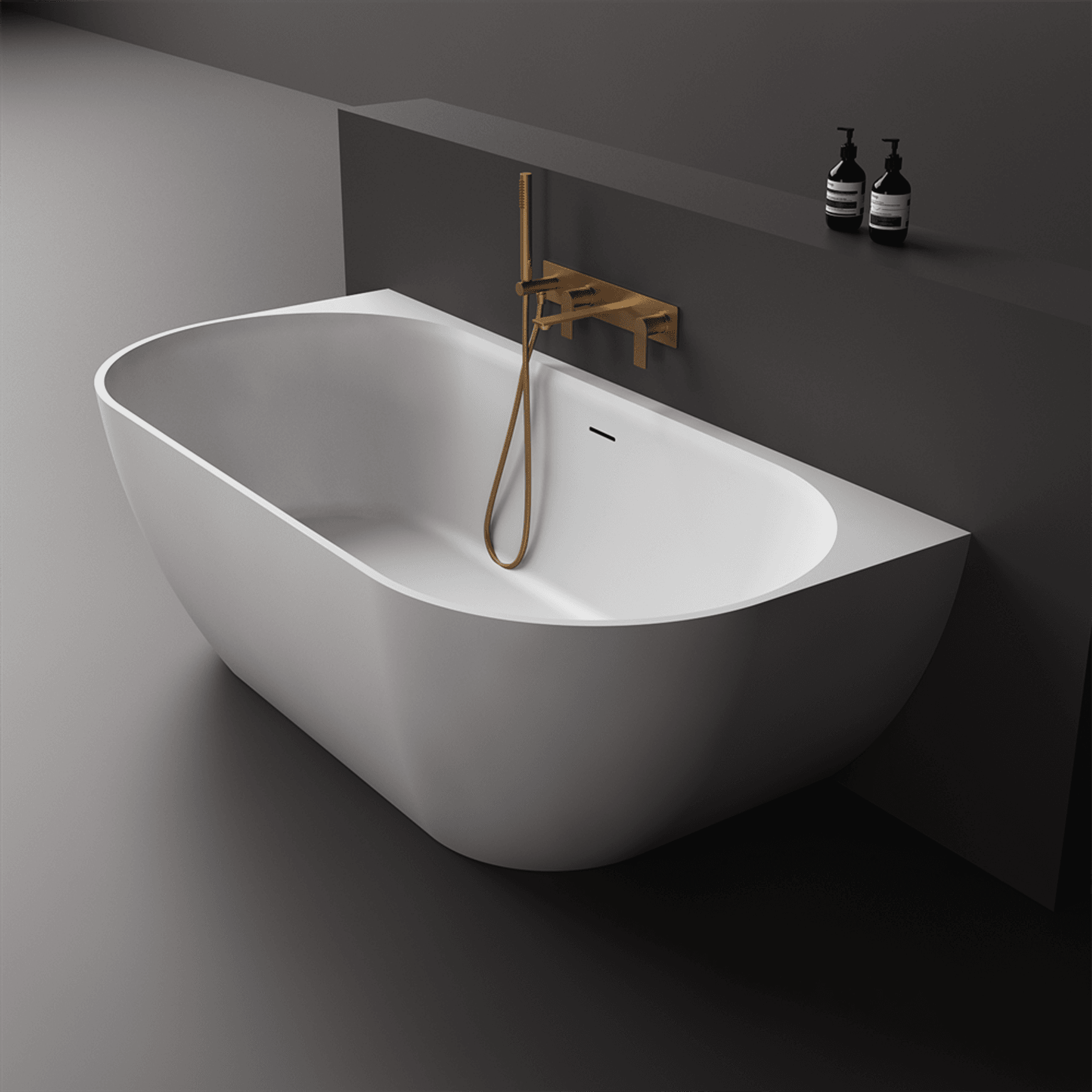 Justina back-to-wall 1700mm stone bath