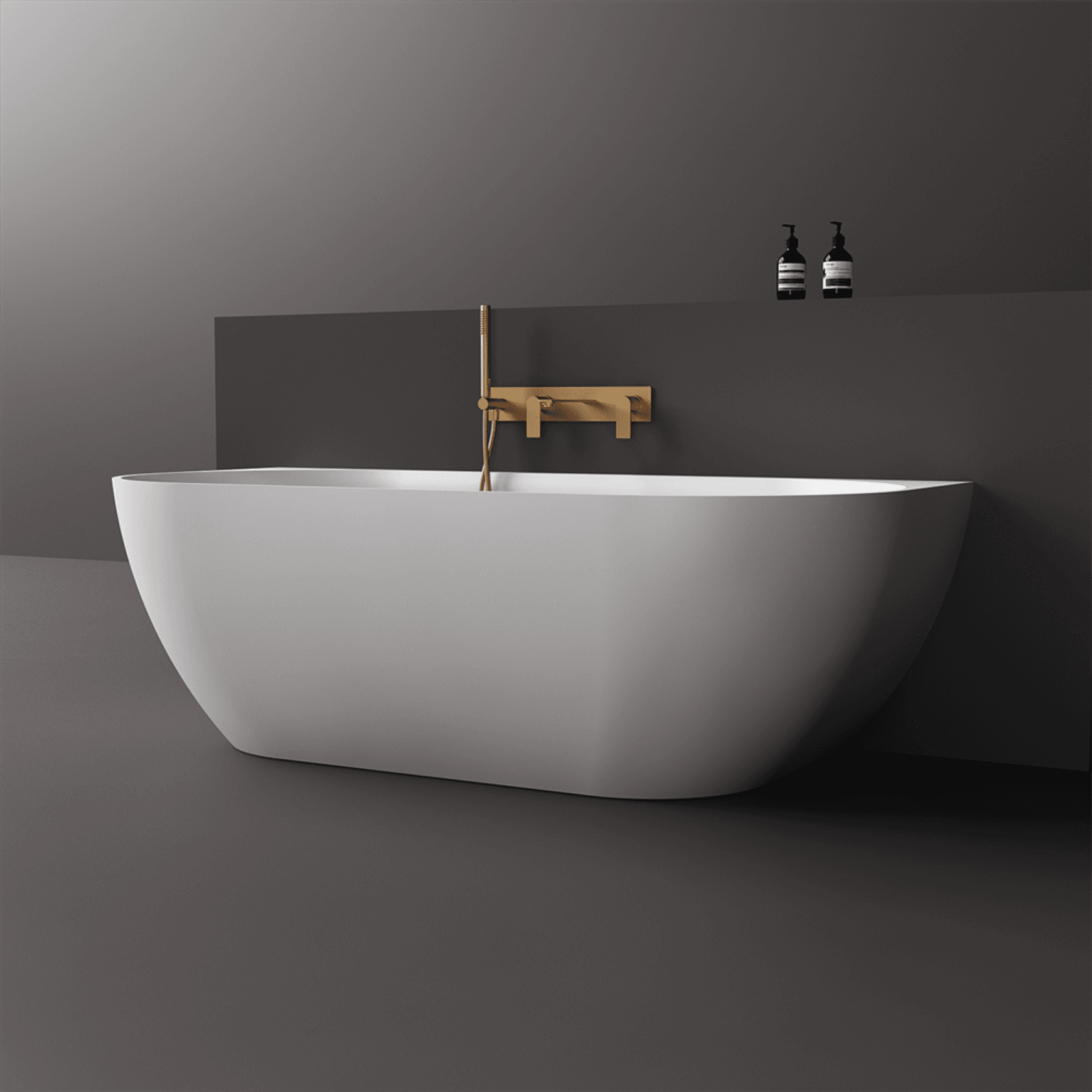 Justina back-to-wall 1700mm stone bath