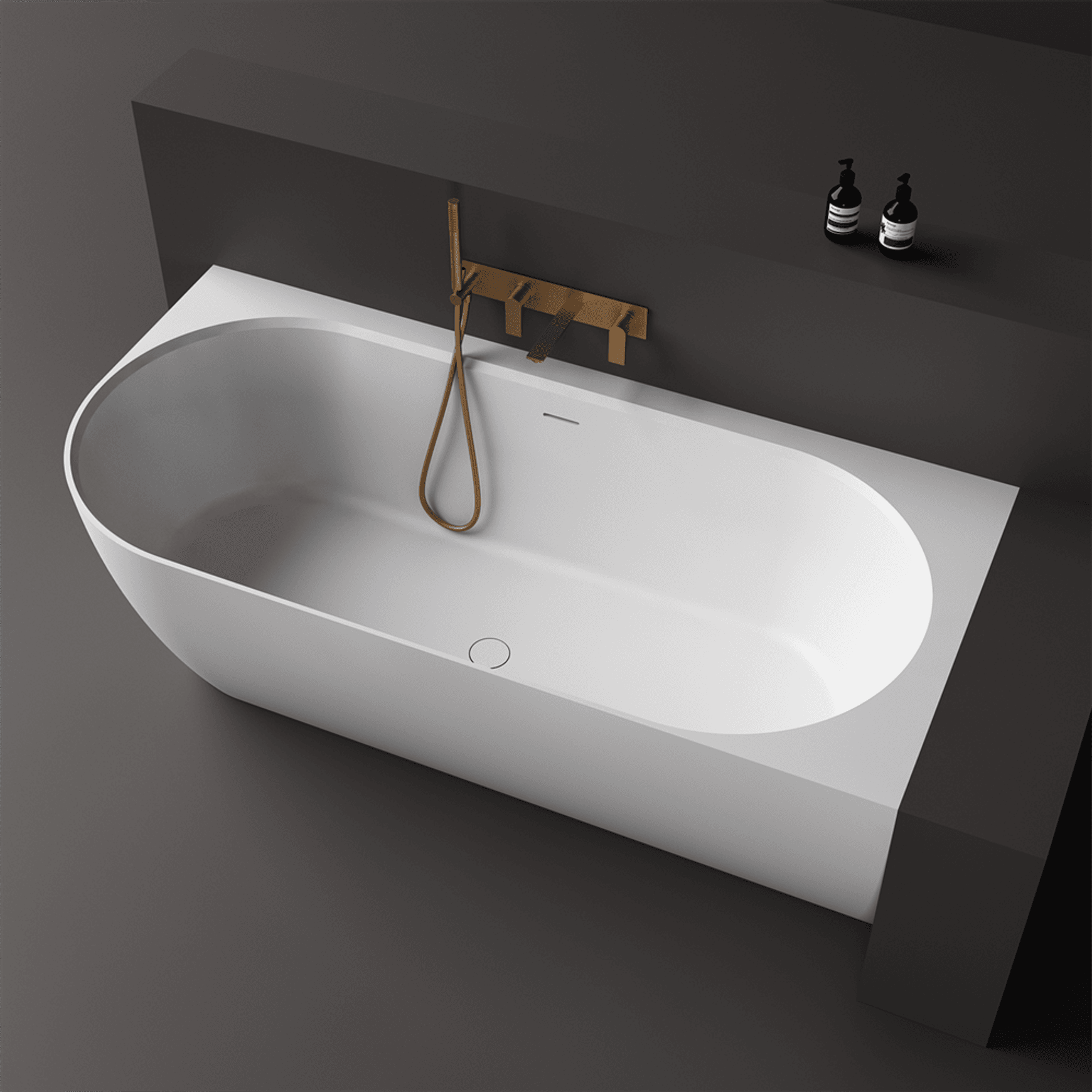 Justina Back-to-Corner Stone Baths - 1750mm
