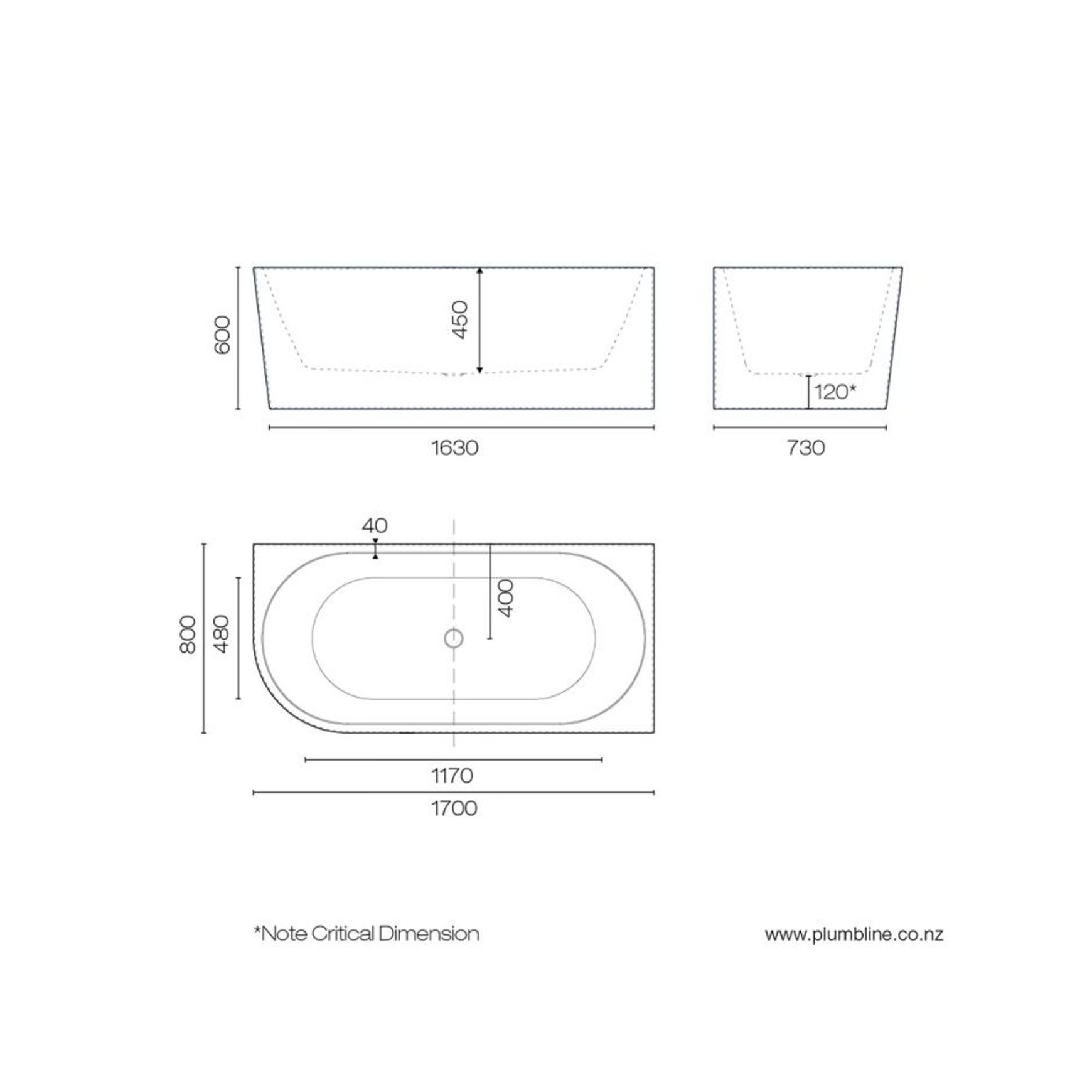 Tondo 1700 Right Corner Back To Wall Bath