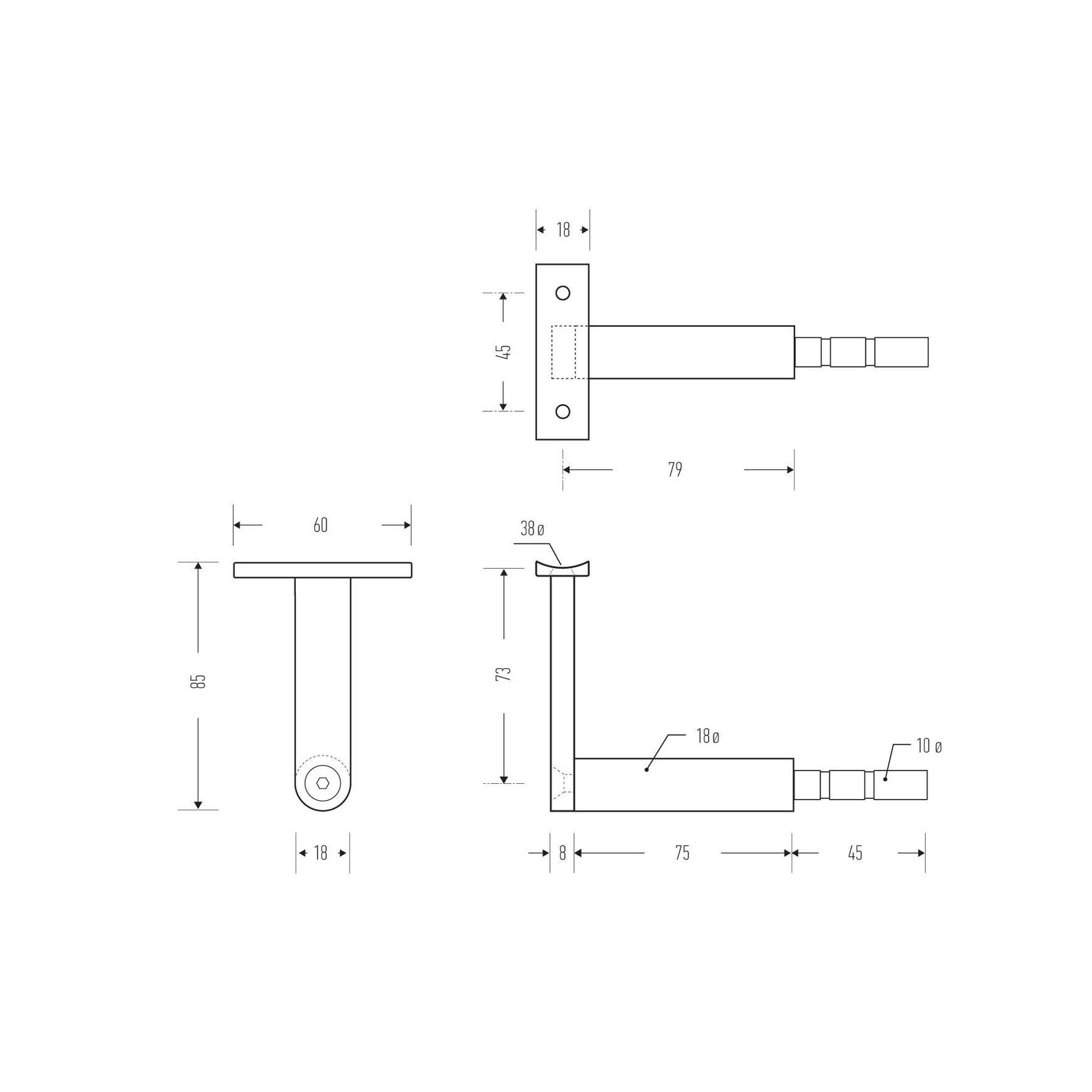 HB500 “T” Stair Rail Bracket