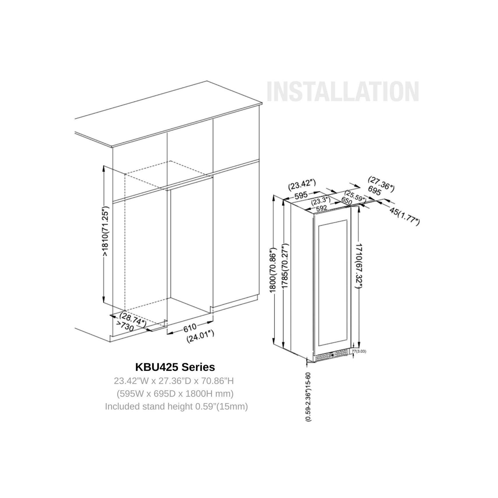 1800mm High Upright Wine & Beverage Fridge - 3 Zones