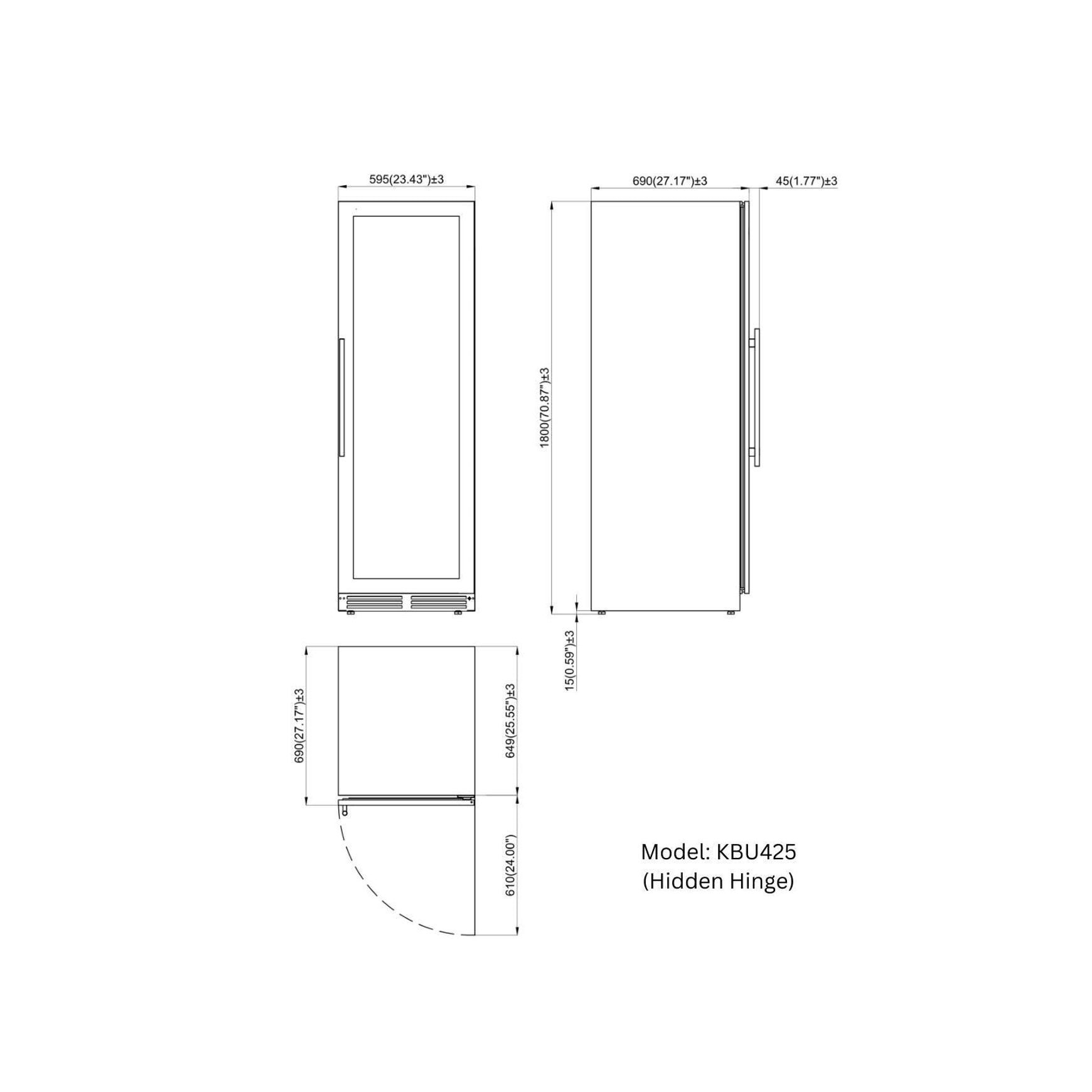 1800mm High Upright Wine & Beverage Fridge - 3 Zones