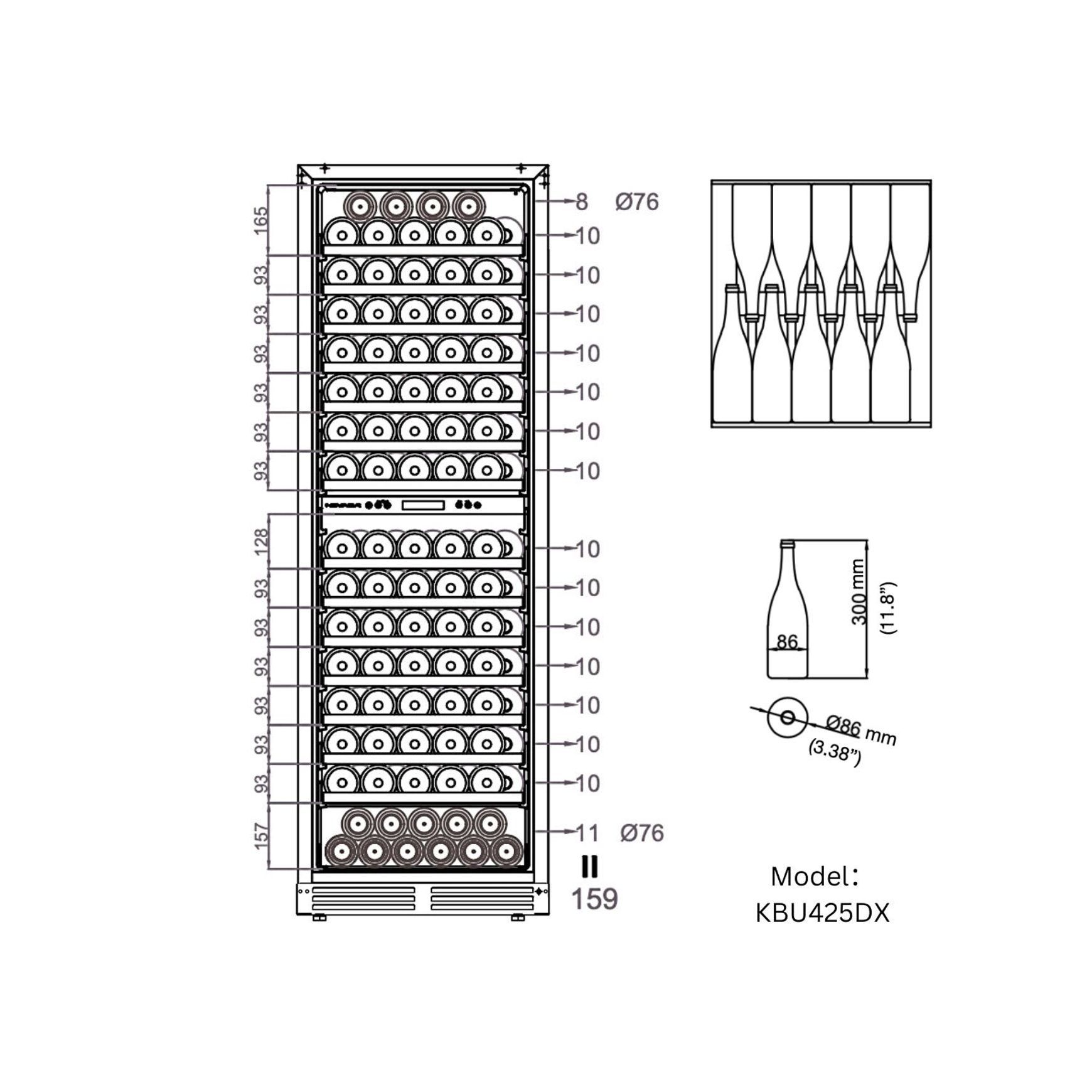1800mm High Upright Wine & Beverage Fridge - 3 Zones