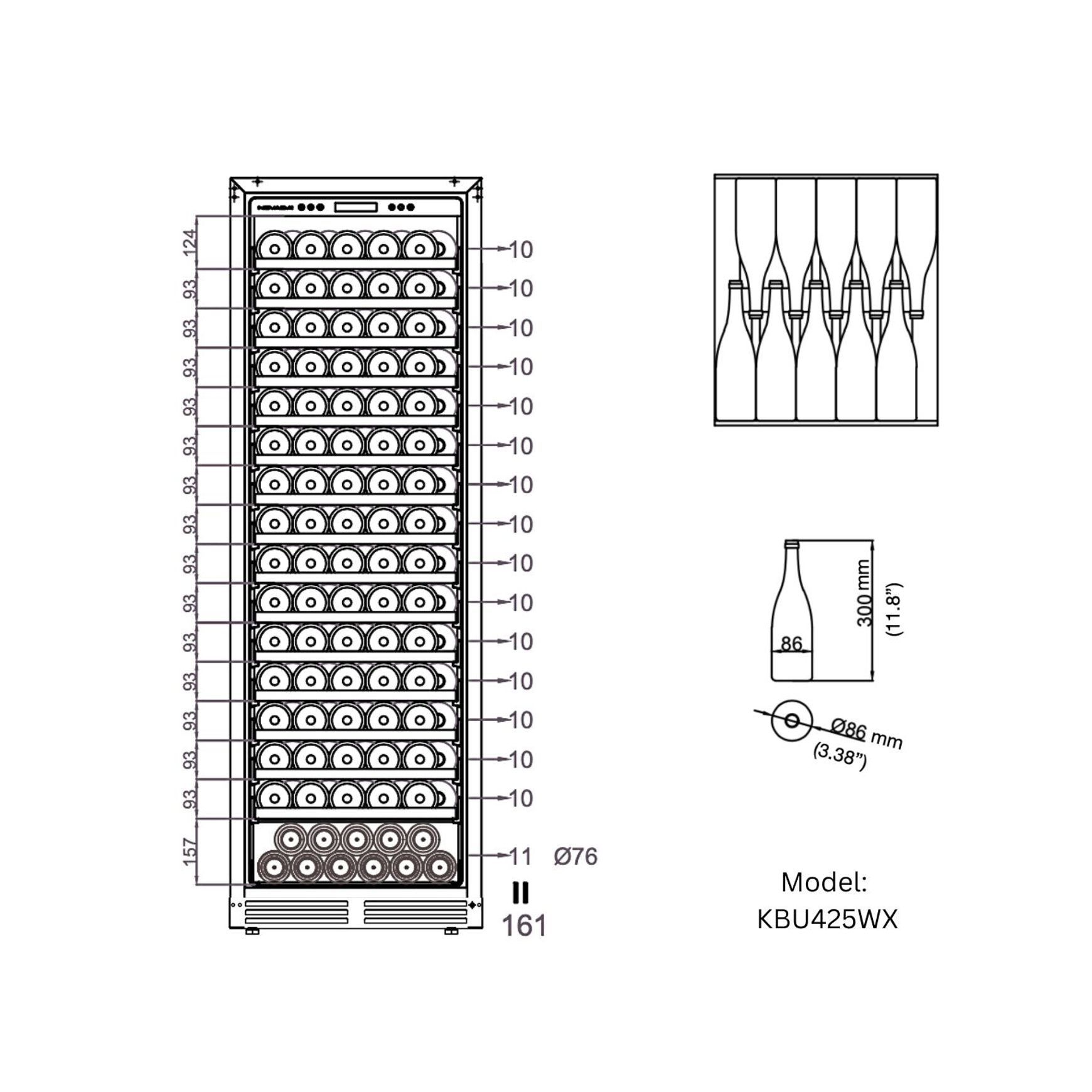 1800mm High Upright Wine & Beverage Refrigerator Combo