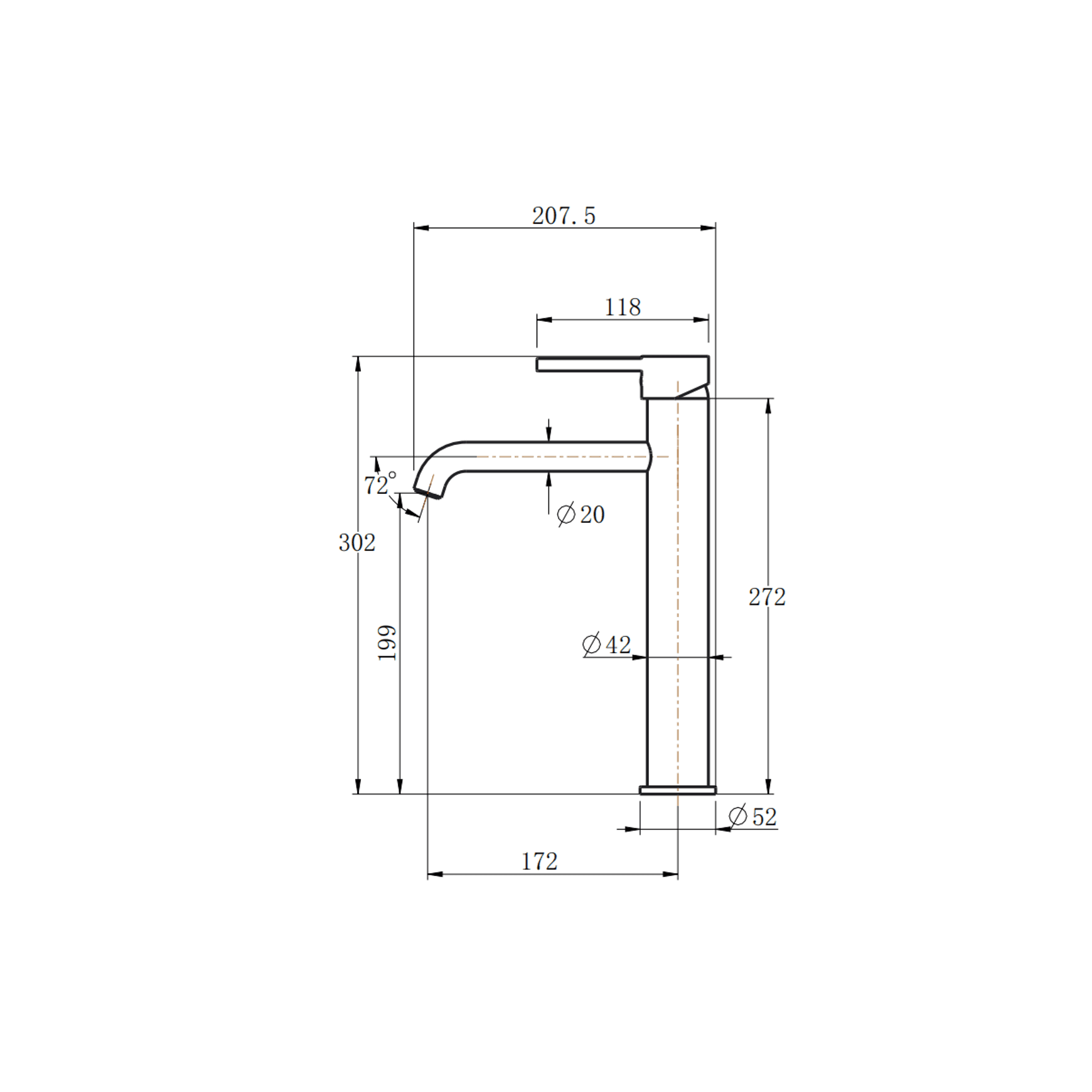 Lucid Pin Tall Basin Mixer Light Brushed Brass