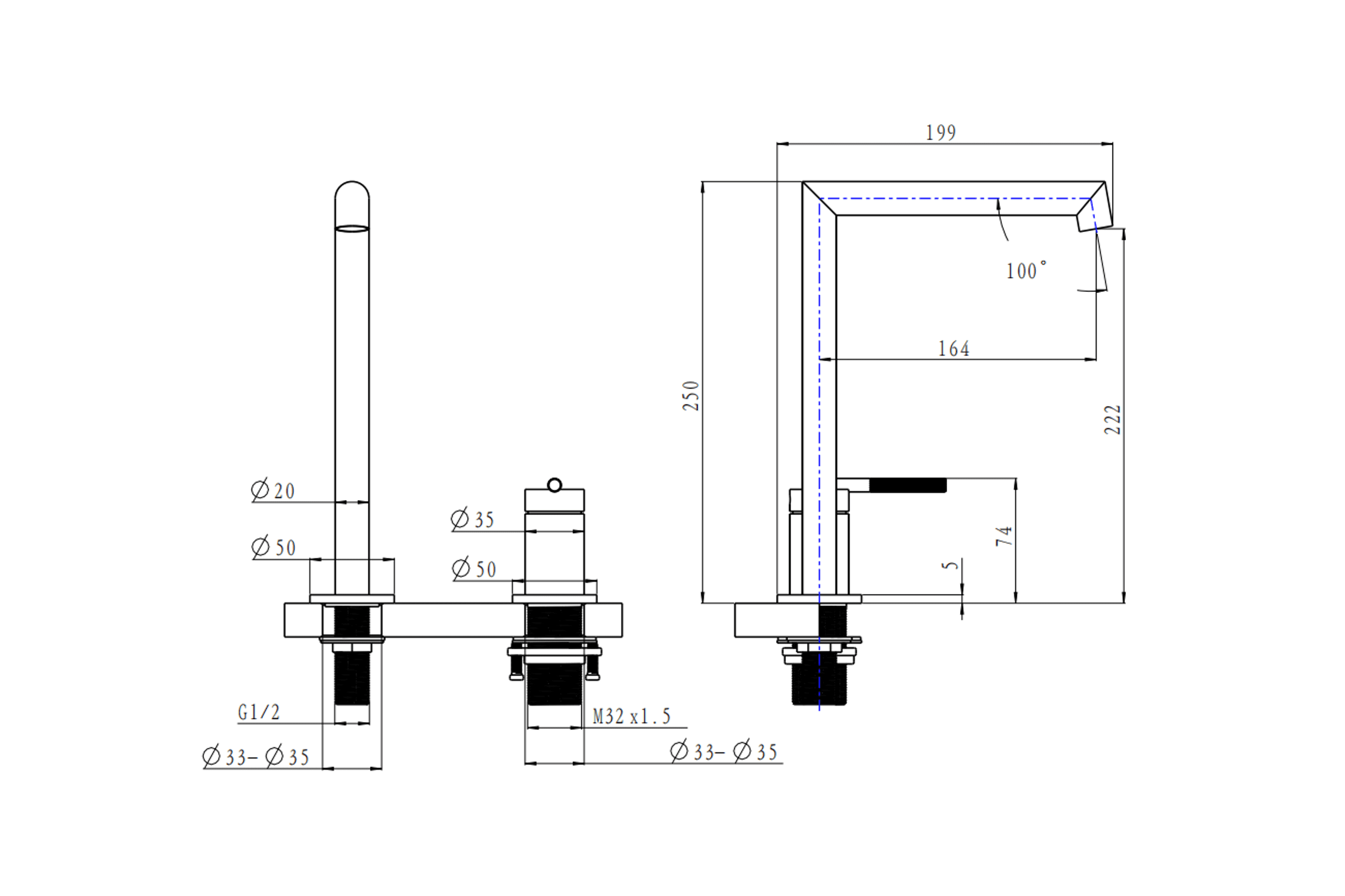 Caddence Split Type Basin Mixer Brushed Nickel