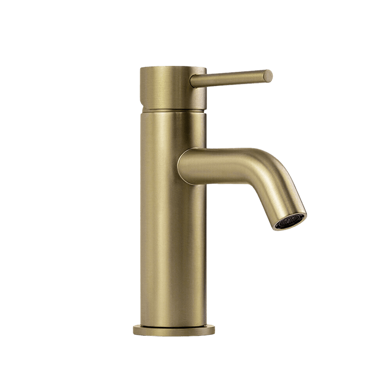 Mira Brushed Brass Gold Short Basin Mixer