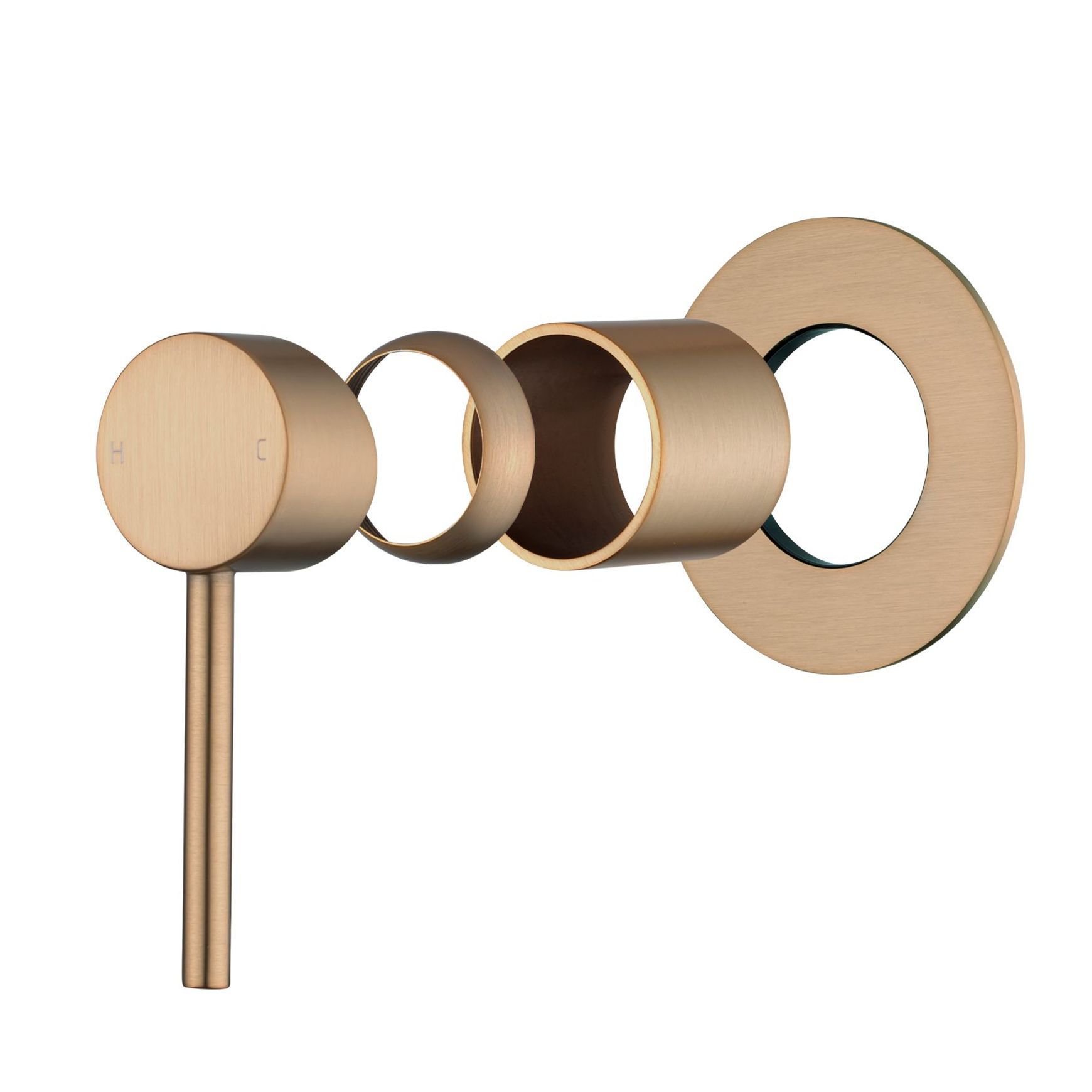 Lucid Pin Wall Mixer Trim Kit Brushed Copper